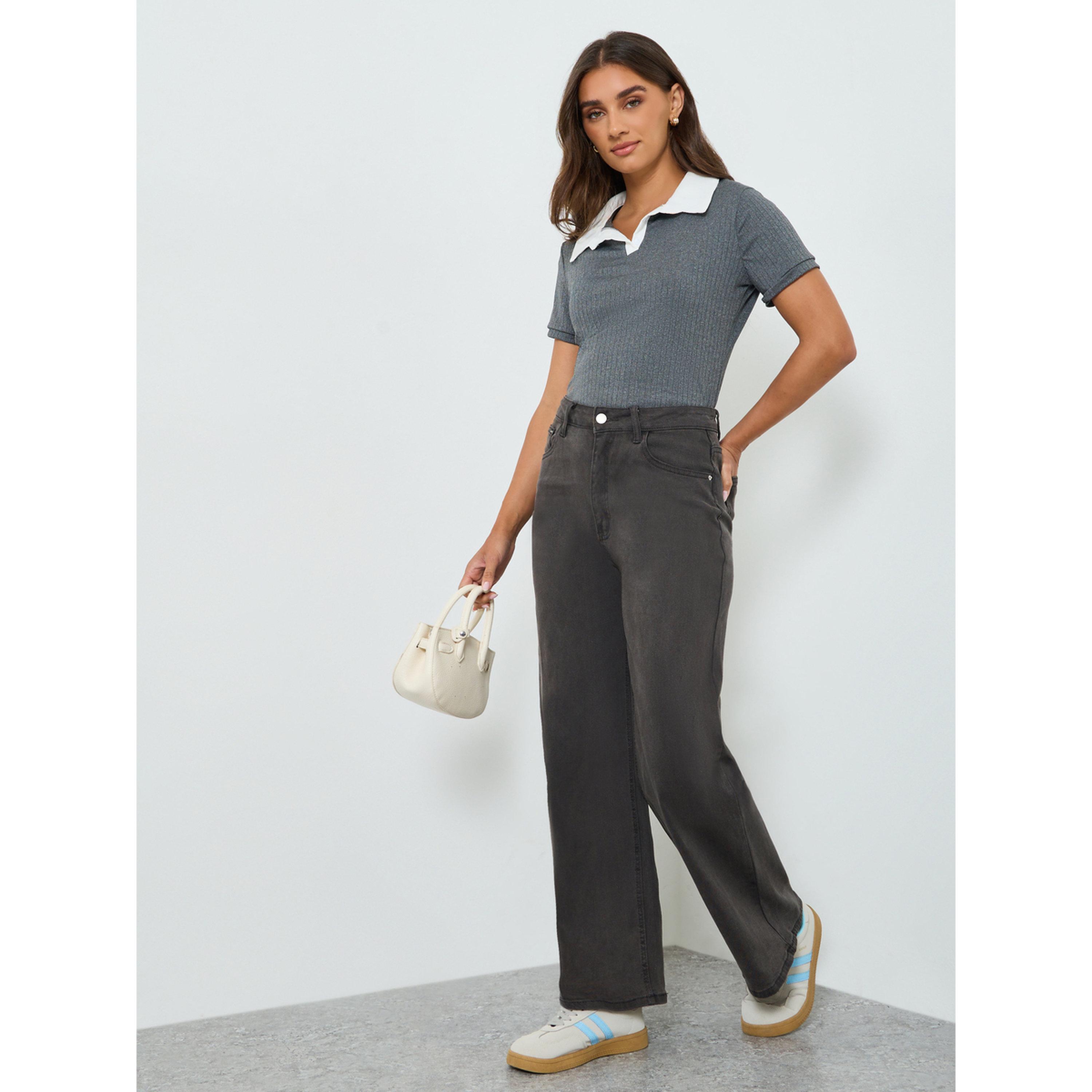Styli Women Grey High Rise Straight Leg Jeans-women-clothing-bottoms-jeans-image-2