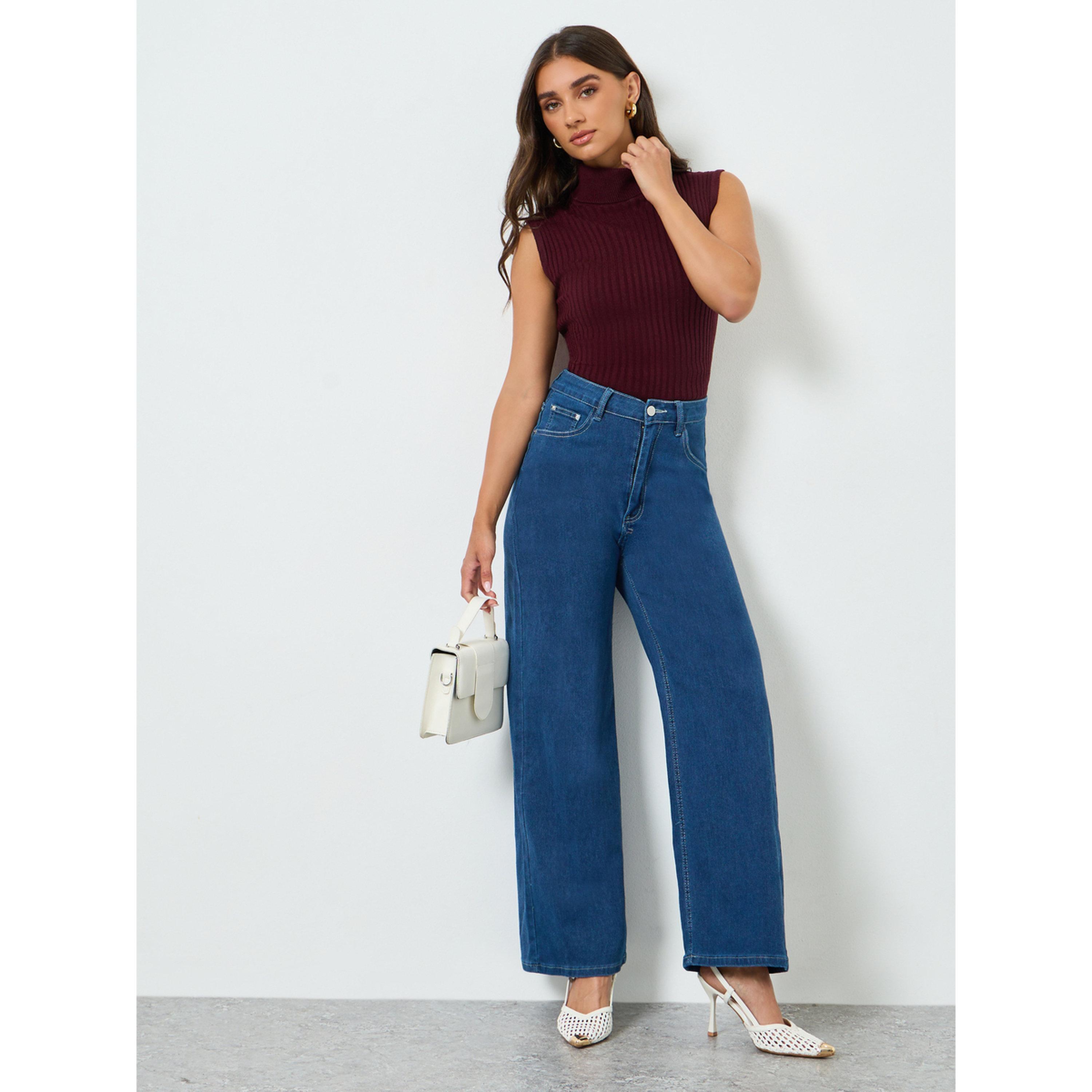Styli Women Basic Straight Leg Washed Jeans-women-clothing-bottoms-jeans-image-2