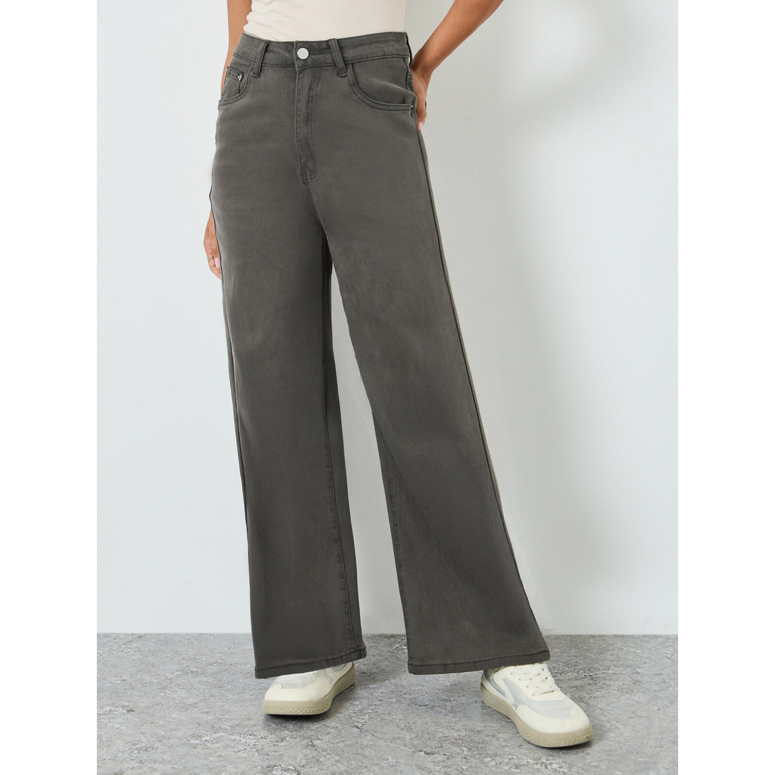 جينز بقصة أرجل واسعة وخصر عالي-women-clothing-bottoms-jeans-image-1