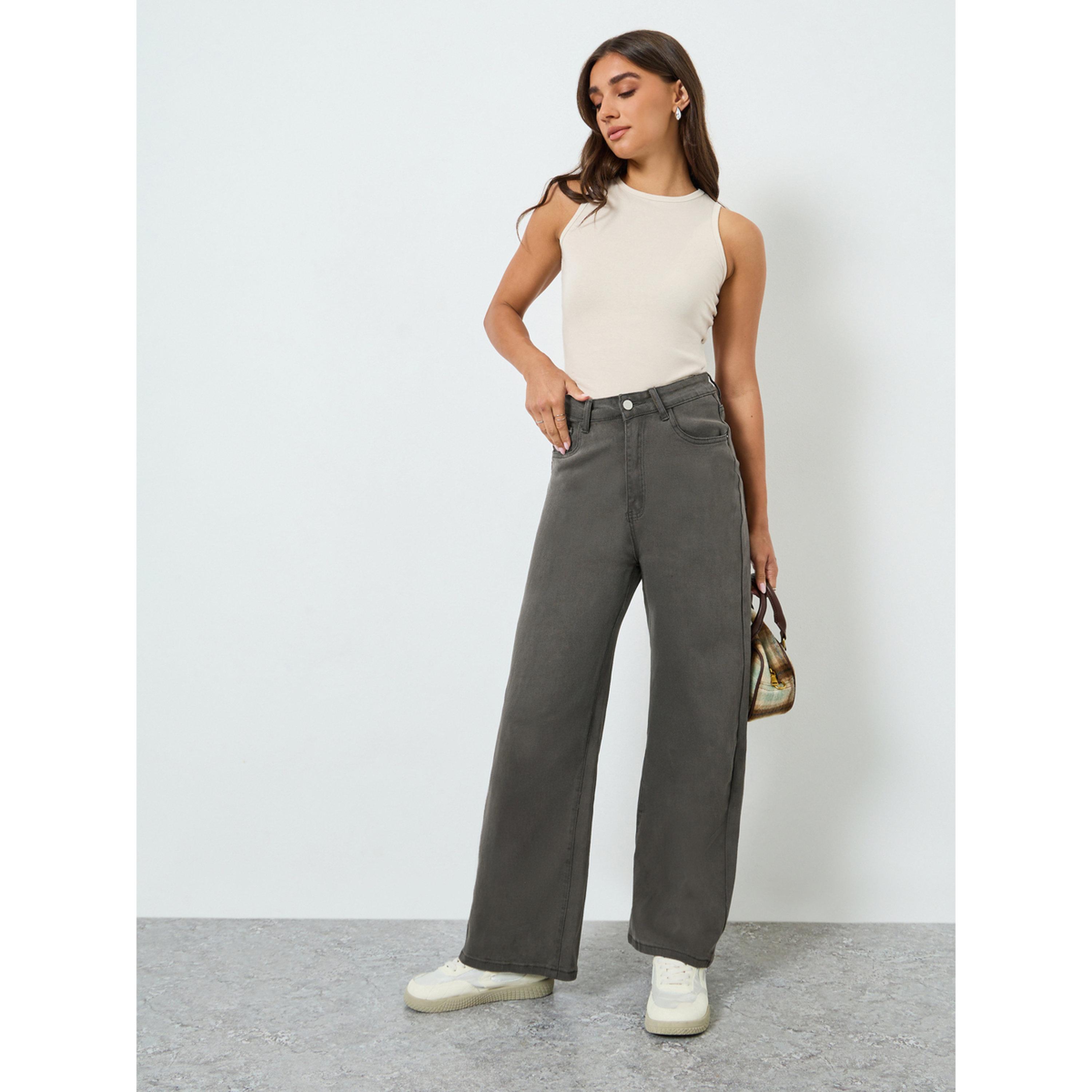 جينز بقصة أرجل واسعة وخصر عالي-women-clothing-bottoms-jeans-image-2