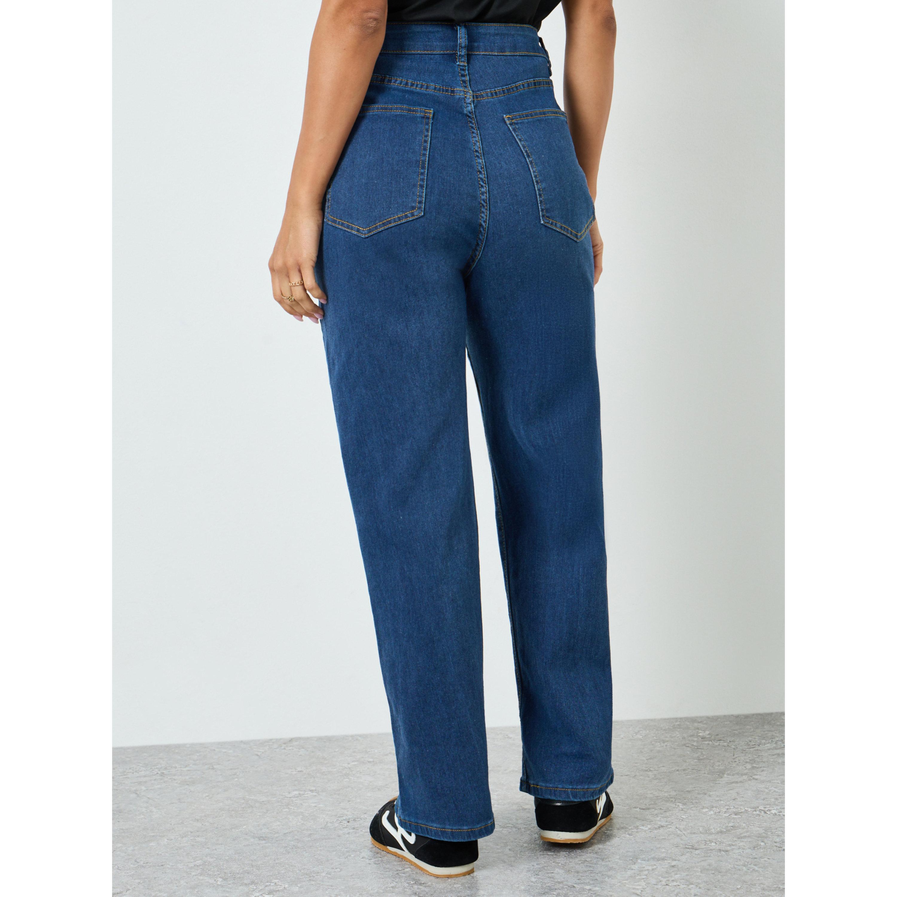 جينز بقصة أرجل واسعة وخصر عالي-women-clothing-bottoms-jeans-image-4