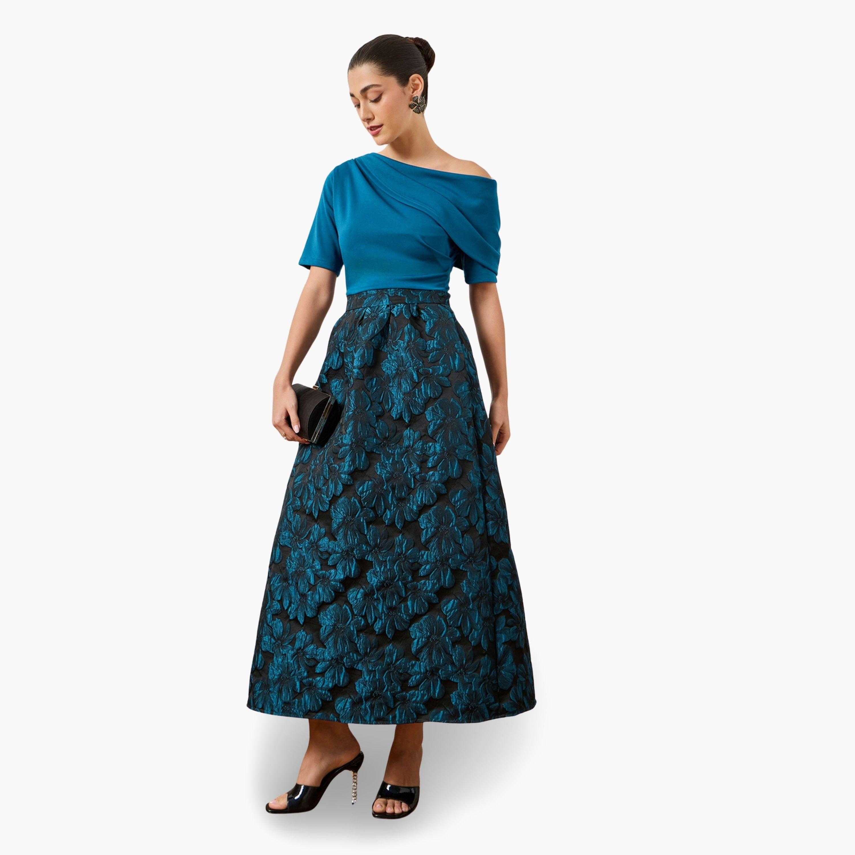 فستان طويل بكتف واحد لون أزرق-women-clothing-dresses-image-3
