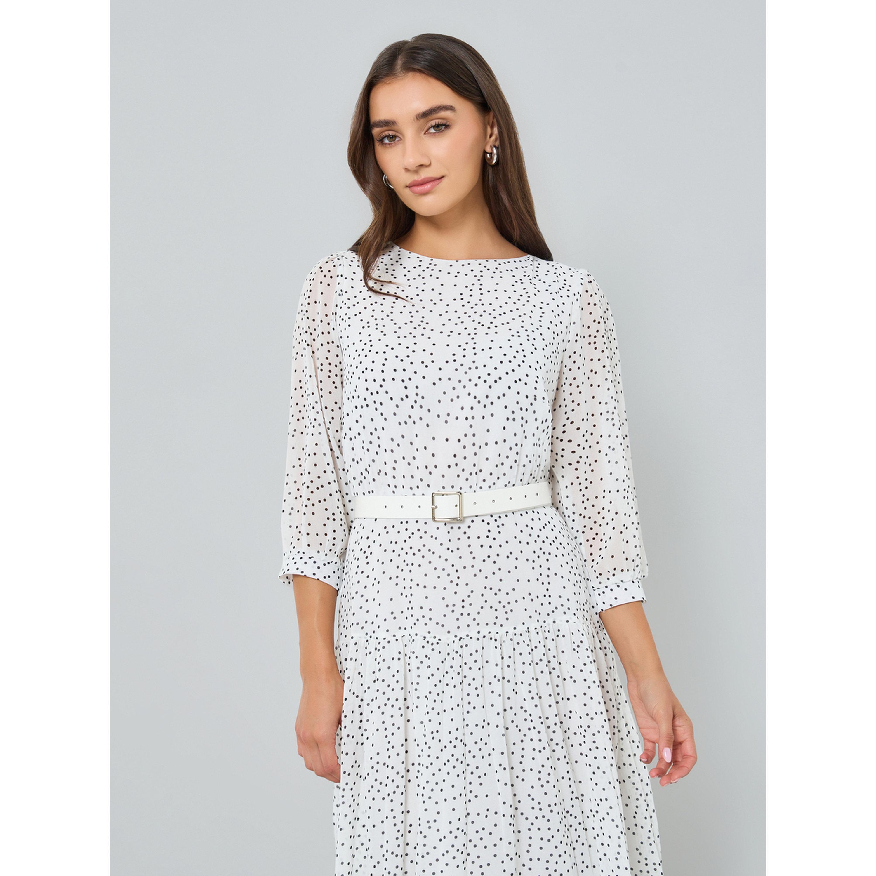 فستان ميدي بحافة واسعة وطبعة نقاط بولكا-women-clothing-dresses-image-2