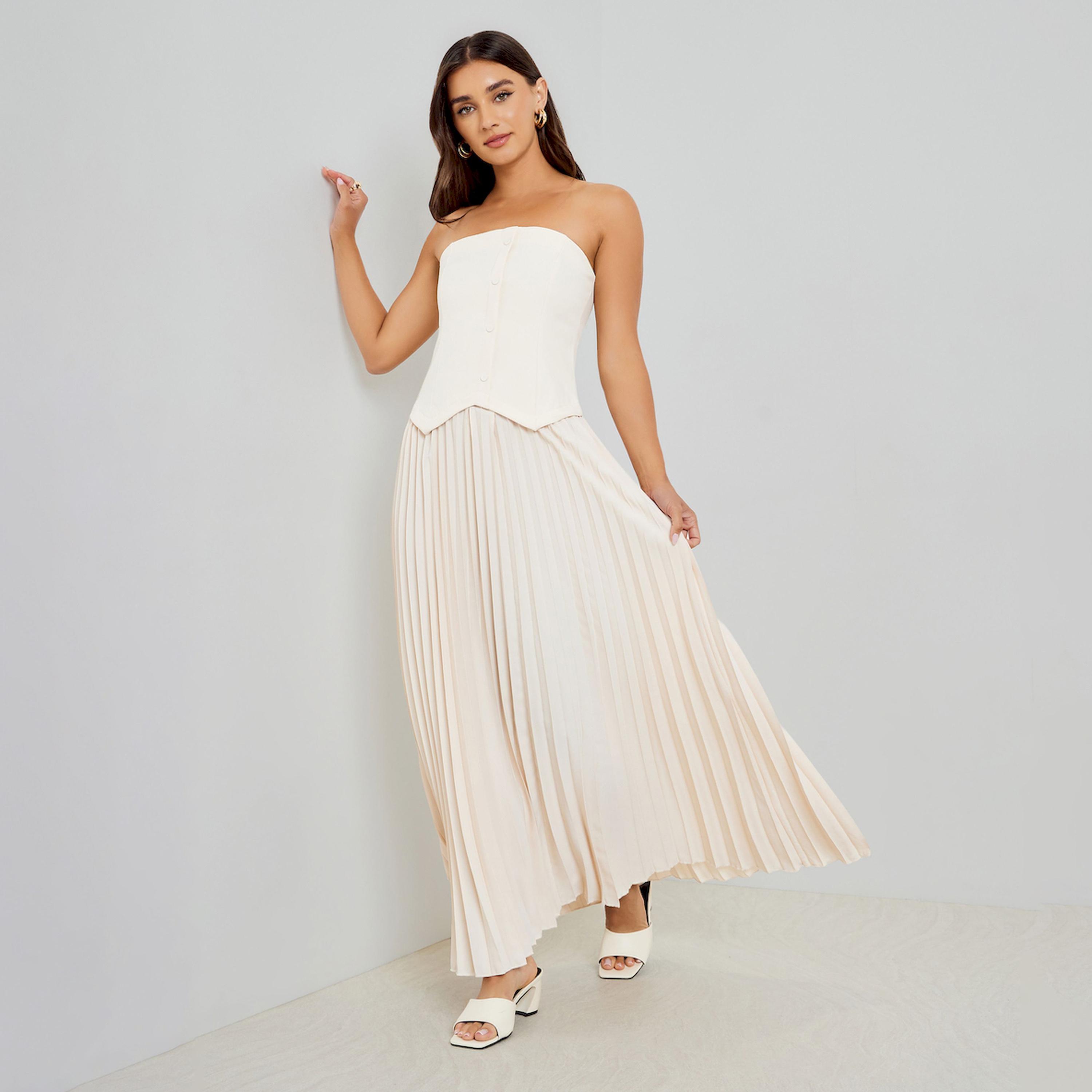 فستان طويل بكسرات ونمط باندو-women-clothing-dresses-image-1