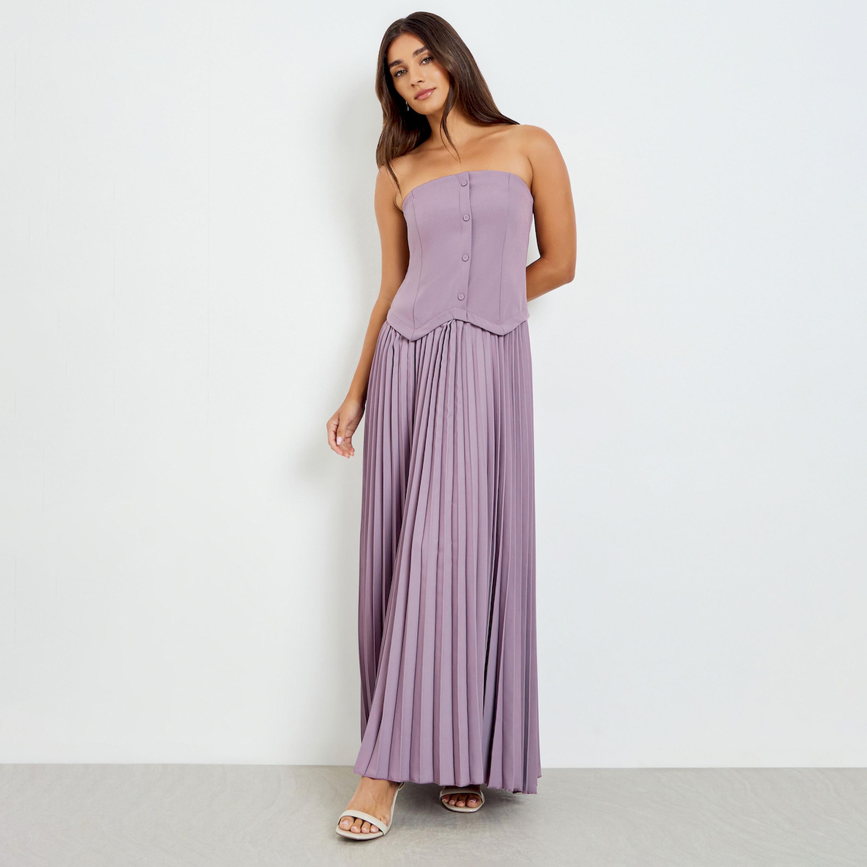 فستان طويل بكسرات ونمط باندو-women-clothing-dresses-image-1