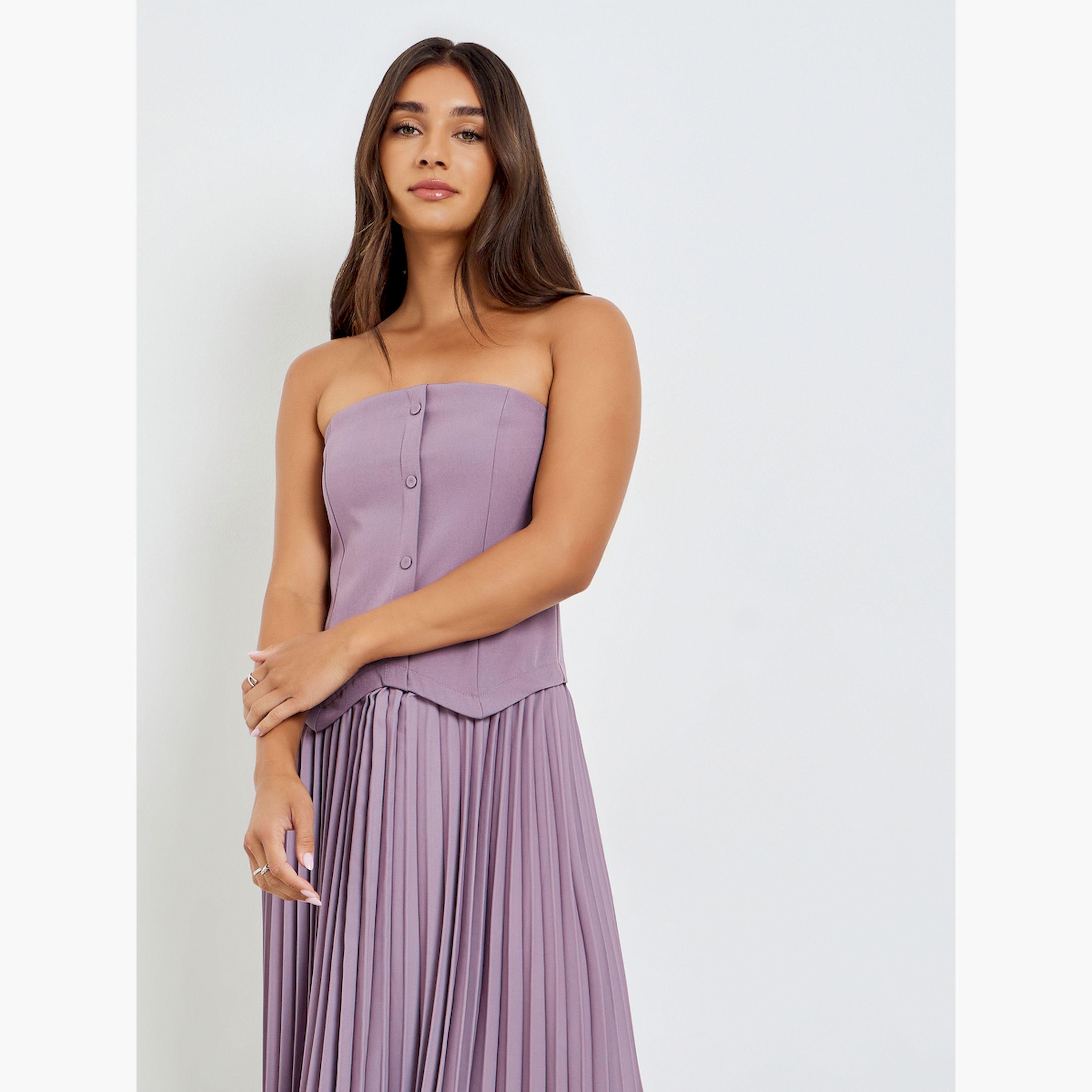 فستان طويل بكسرات ونمط باندو-women-clothing-dresses-image-2