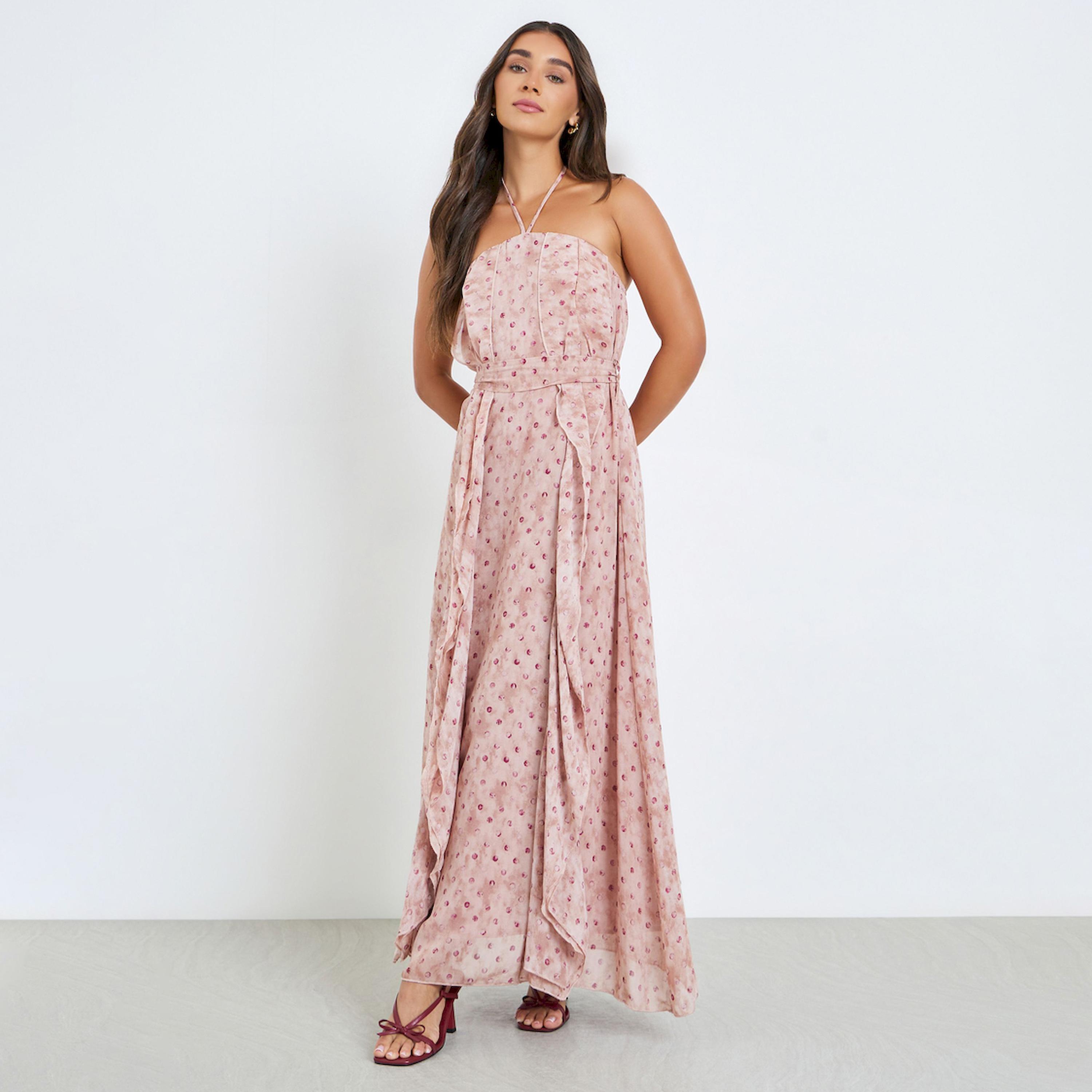 فستان طويل بلا أكمام وكشكش بنقاط-women-clothing-dresses-image-1