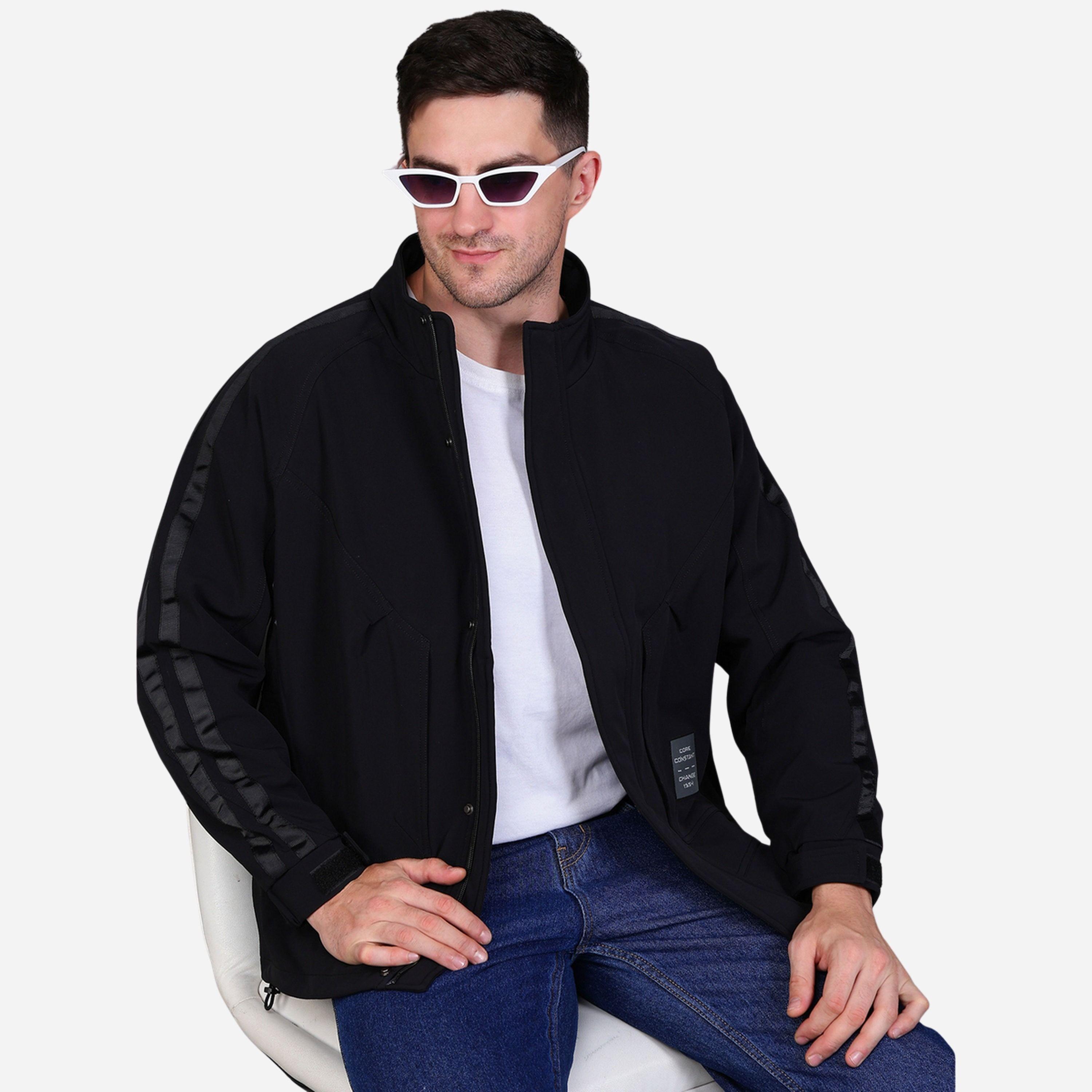 فورت كولينز - جاكيت رجالي لون أسود سادة يحمي من ألرياح-men-clothing-jacketsandblazers-jackets-image-2