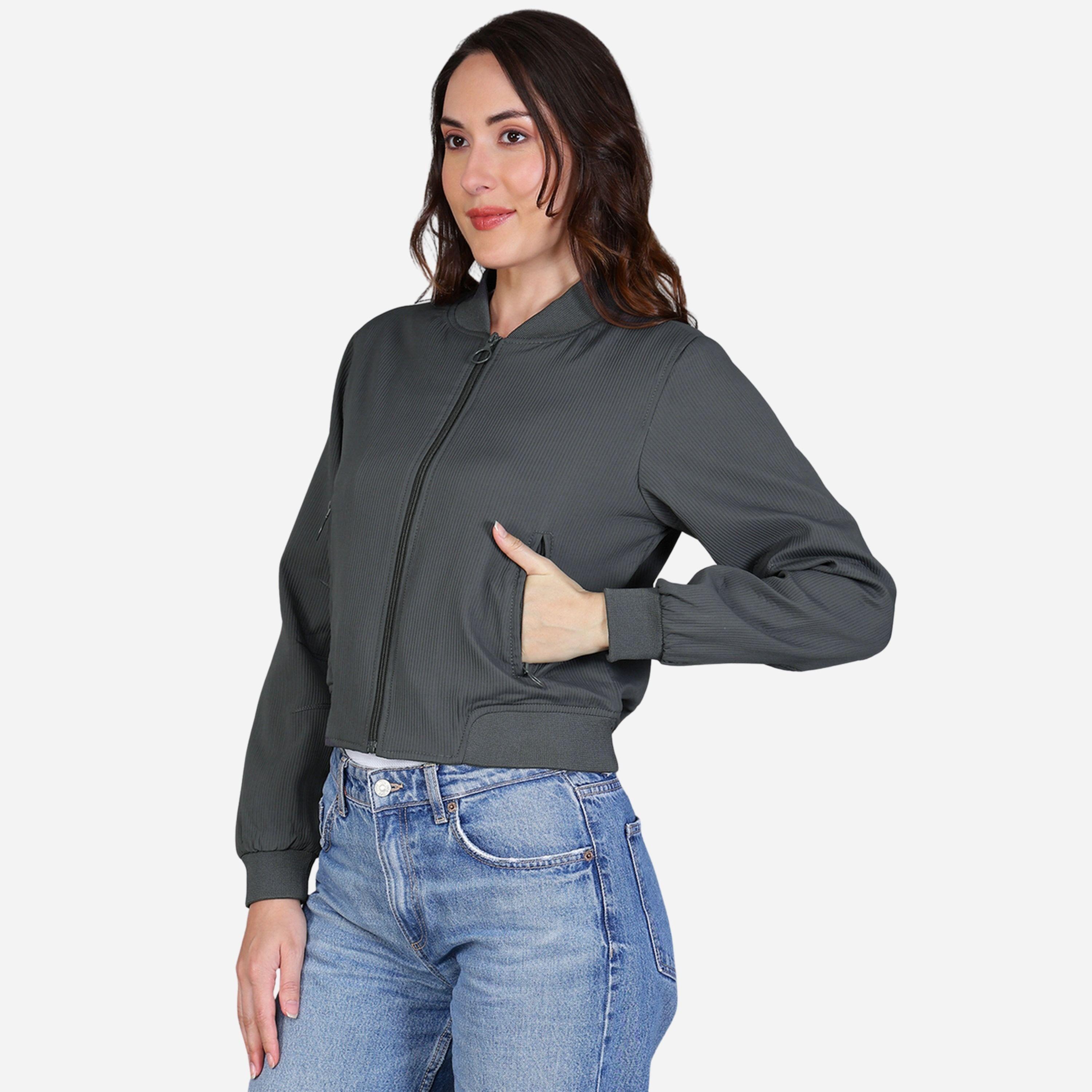 Fort Collins Women Grey Crop Bomber Jacket-women-winterwear-coatsandjackets-jackets-image-3