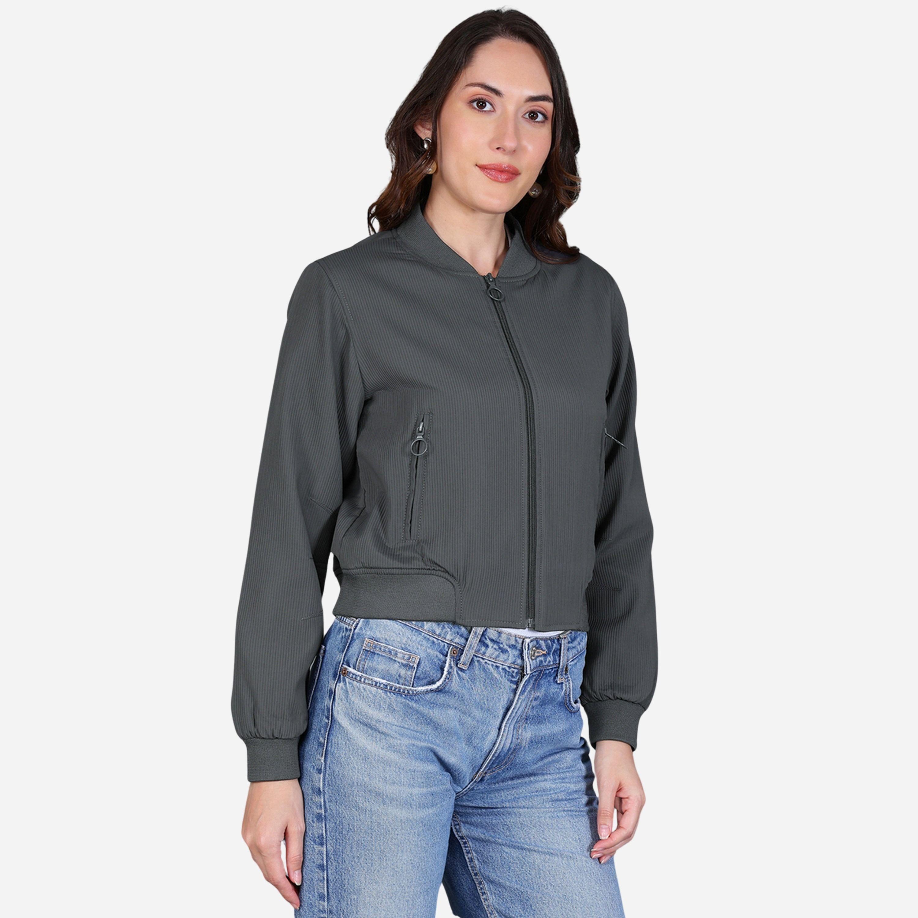 فورت كولينز - جاكيت بومبر قصير لون رمادي للنساء-women-winterwear-coatsandjackets-jackets-image-4