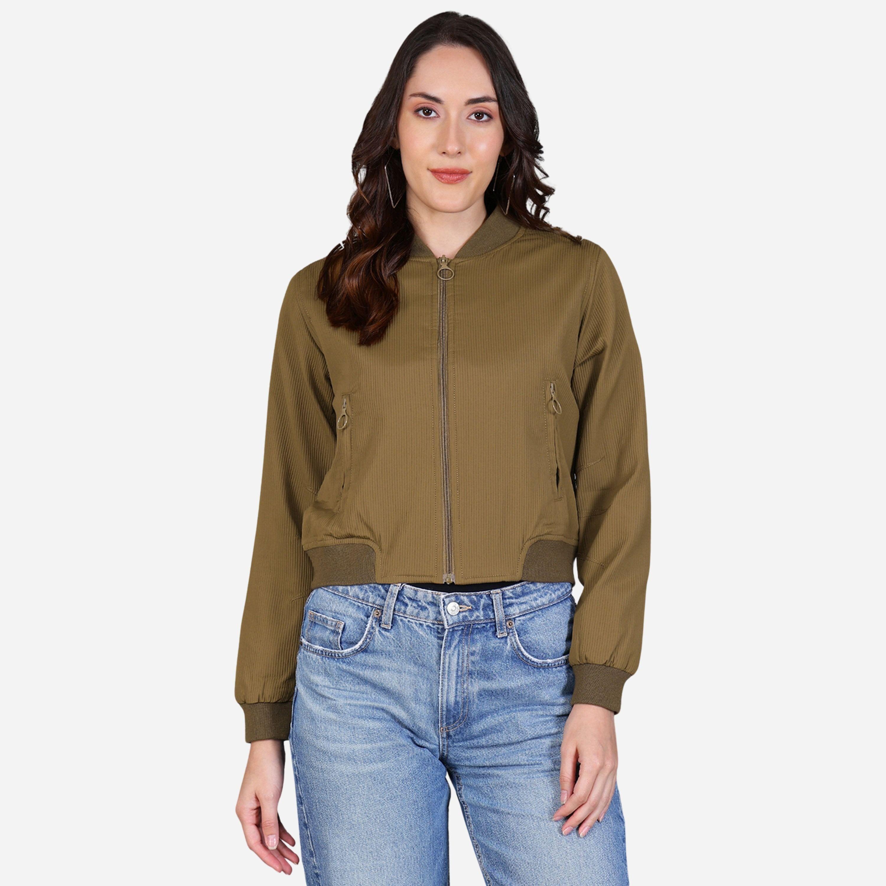 Fort Collins Women Brown Crop Bomber Jacket-women-winterwear-coatsandjackets-jackets-image-1