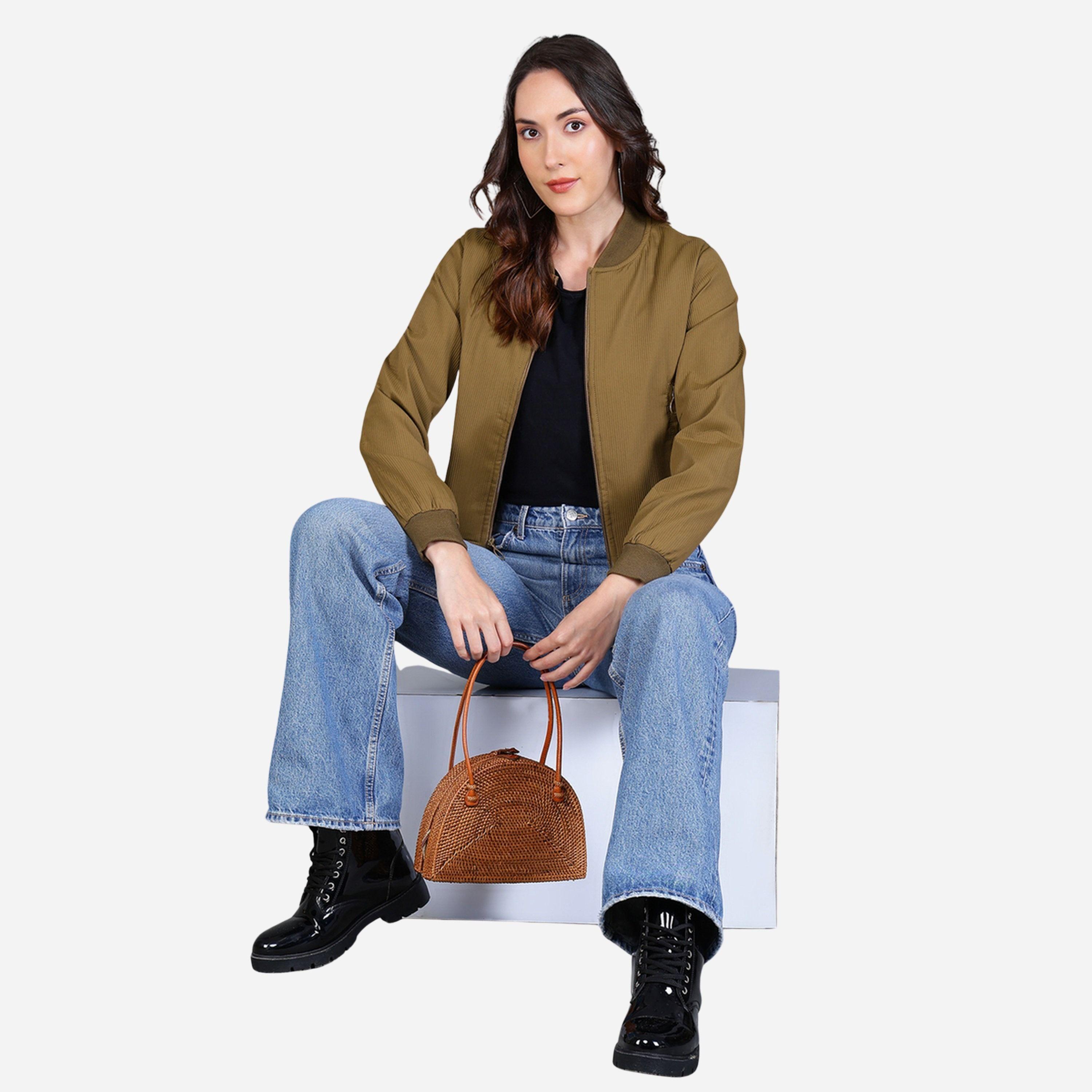 Fort Collins Women Brown Crop Bomber Jacket-women-winterwear-coatsandjackets-jackets-image-2