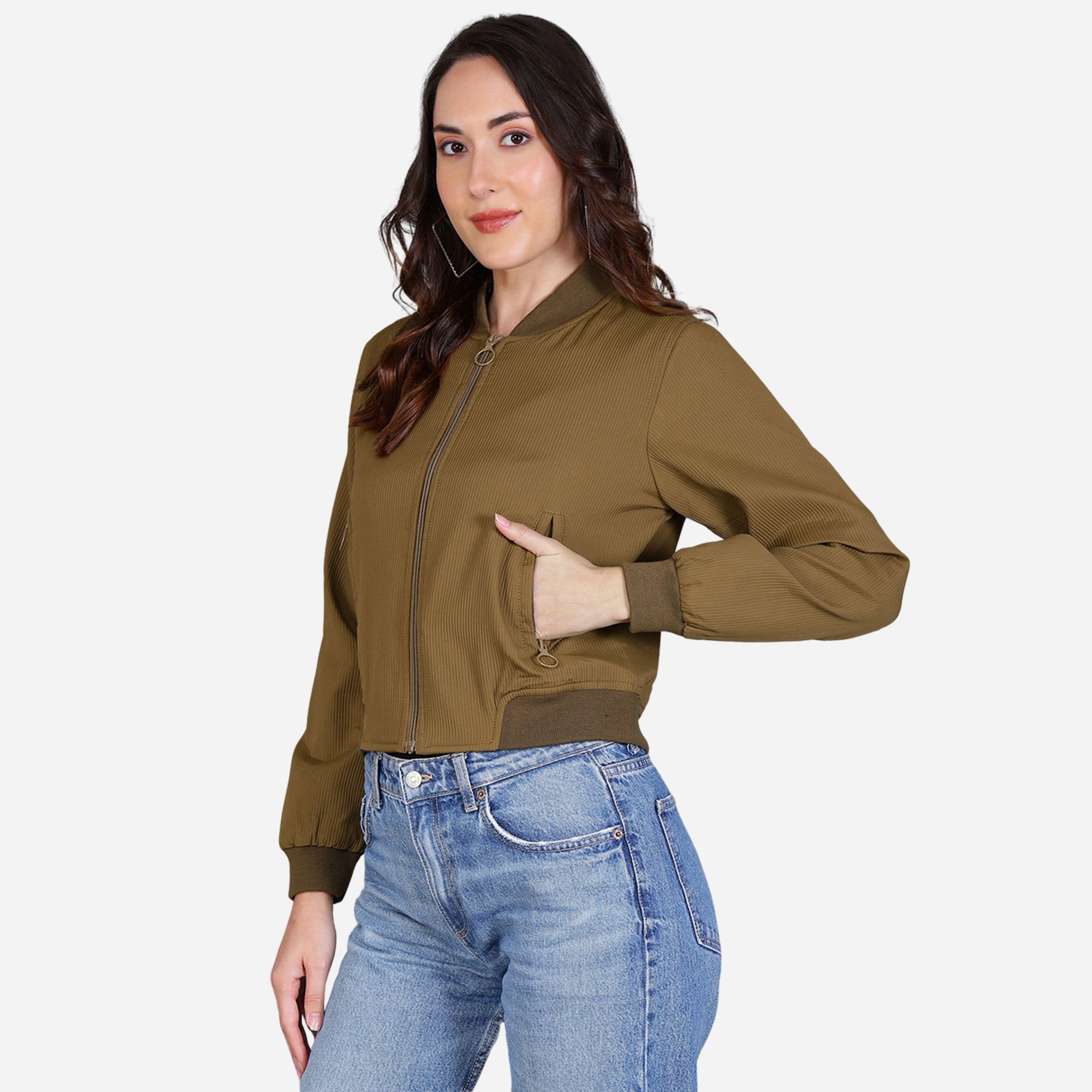 Fort Collins Women Brown Crop Bomber Jacket-women-winterwear-coatsandjackets-jackets-image-3