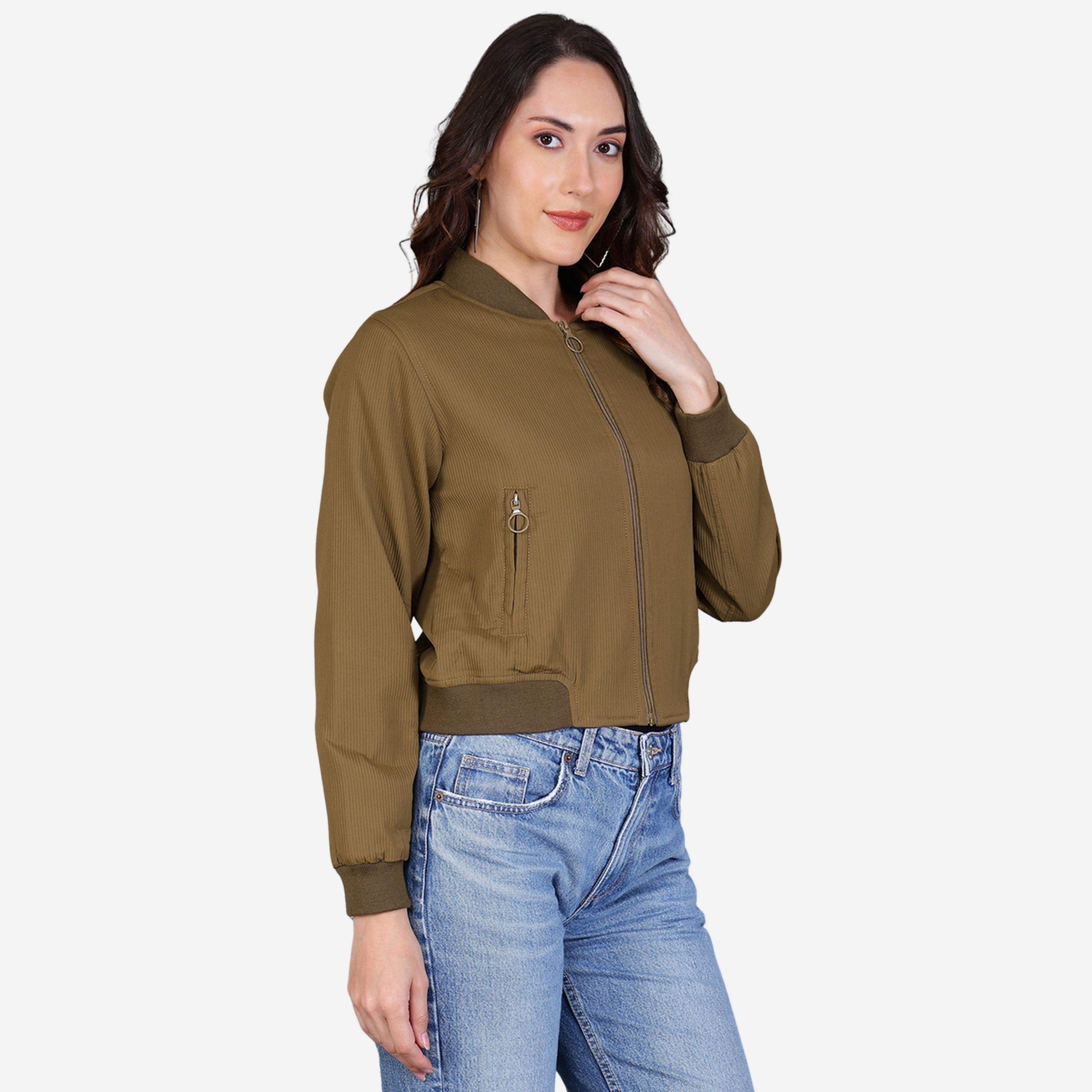 Fort Collins Women Brown Crop Bomber Jacket-women-winterwear-coatsandjackets-jackets-image-4