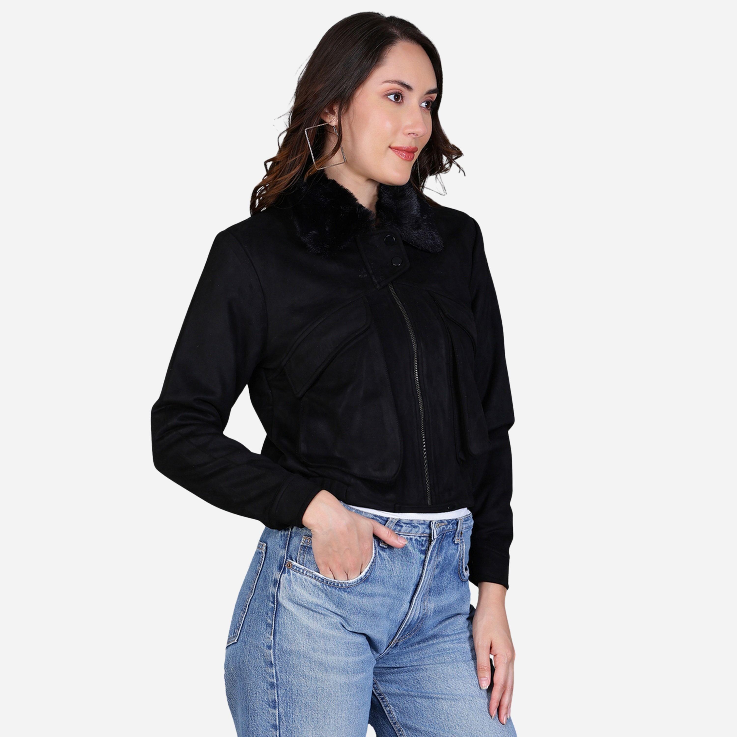 فورت كولينز - جاكيت نسائي لون أسود من الجلد ياقة من الفرو-women-winterwear-coatsandjackets-jackets-image-4
