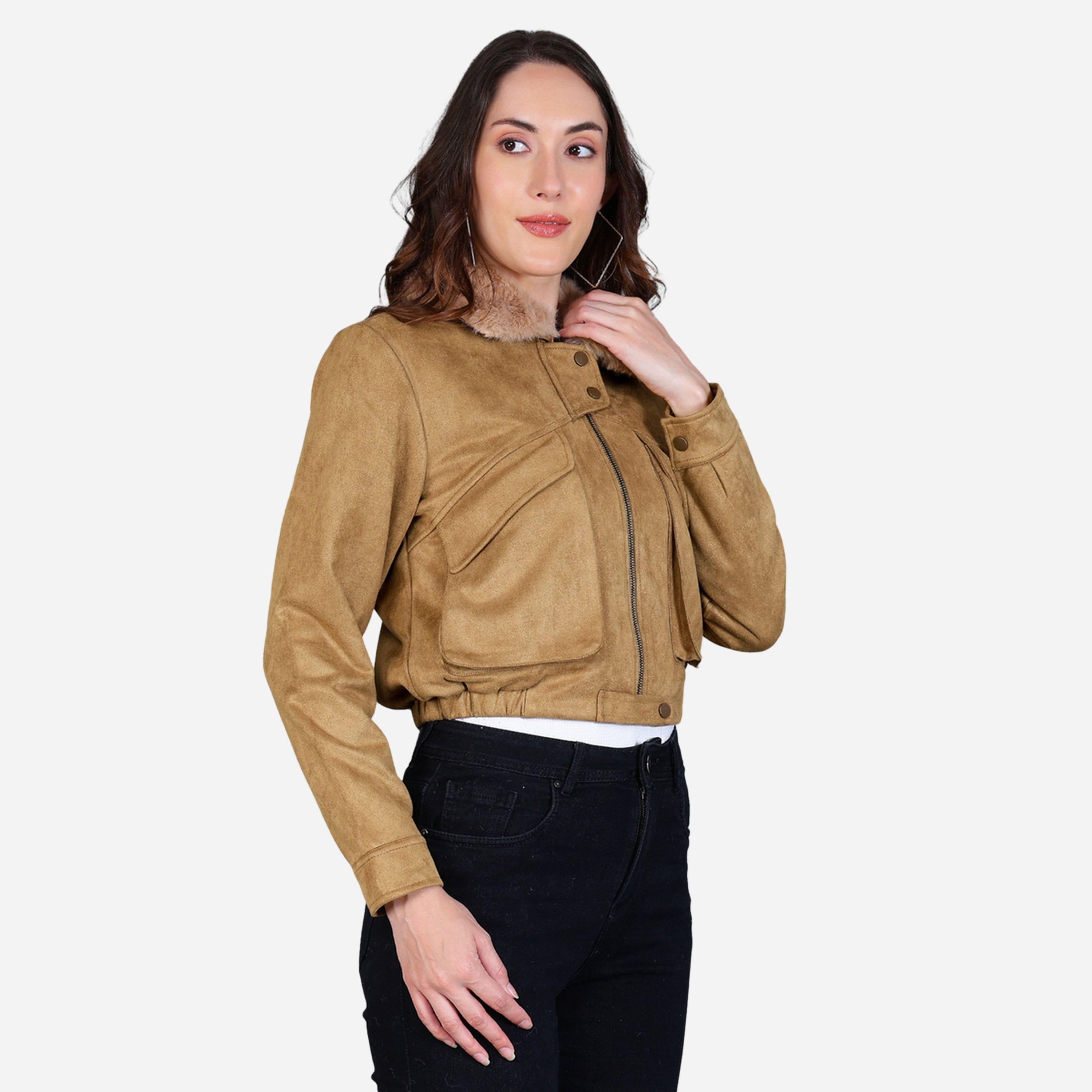 فورت كولينز - جاكيت نسائي جلد لون بيج ياقة من الفرو-women-winterwear-coatsandjackets-jackets-image-4