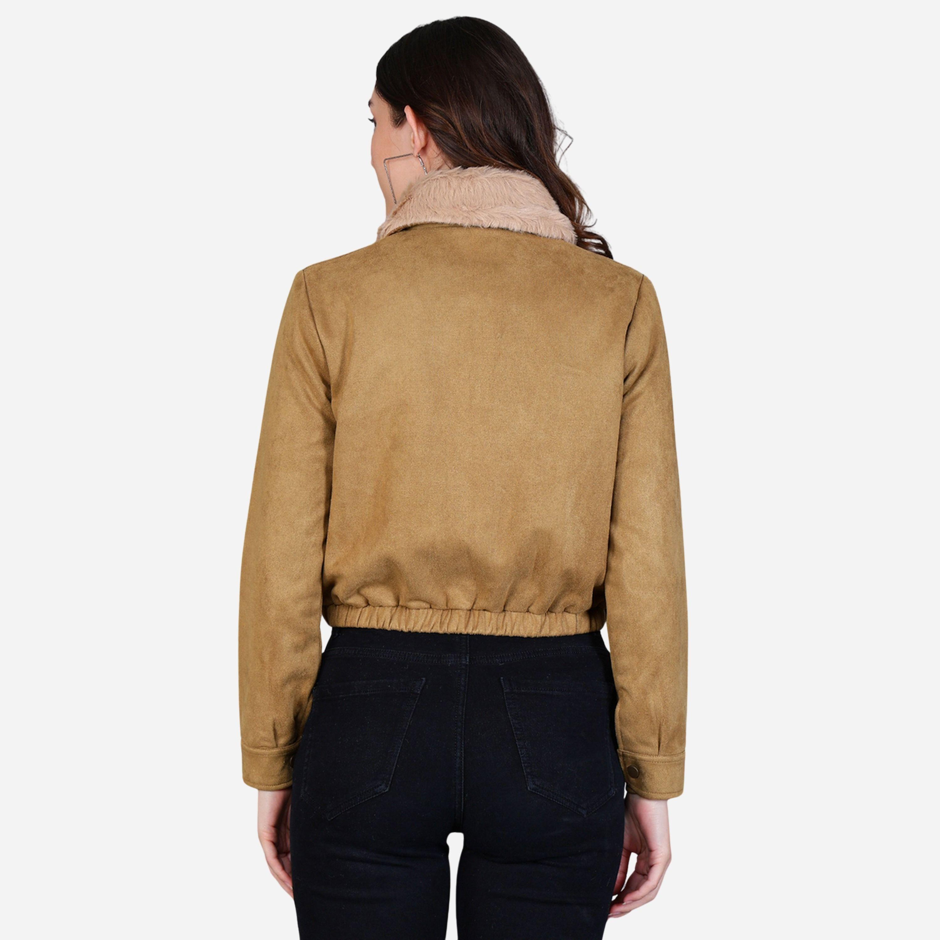 فورت كولينز - جاكيت نسائي جلد لون بيج ياقة من الفرو-women-winterwear-coatsandjackets-jackets-image-5