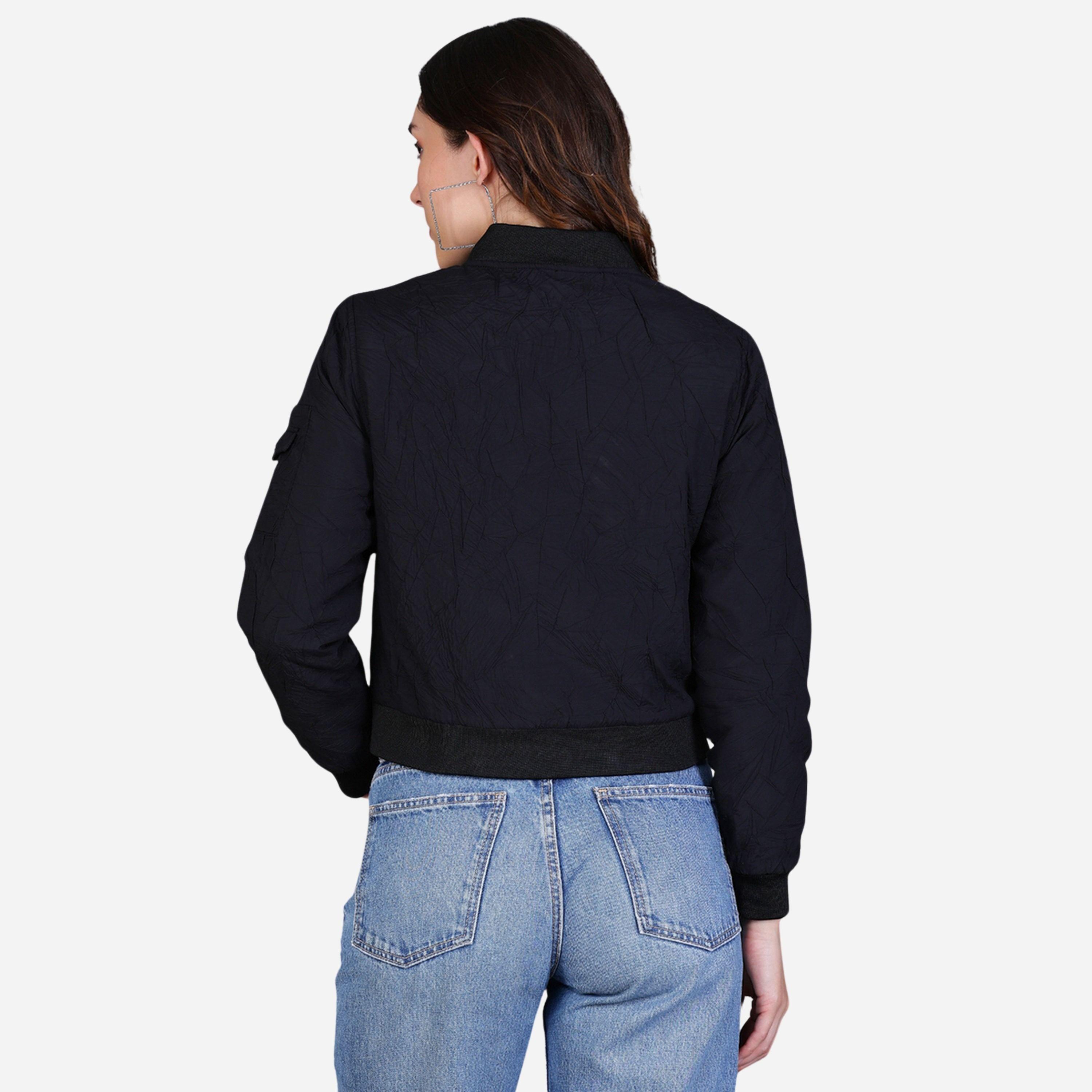 فورت كولينز - جاكيت بومبر قصير لون أسود للنساء-women-winterwear-coatsandjackets-jackets-image-5