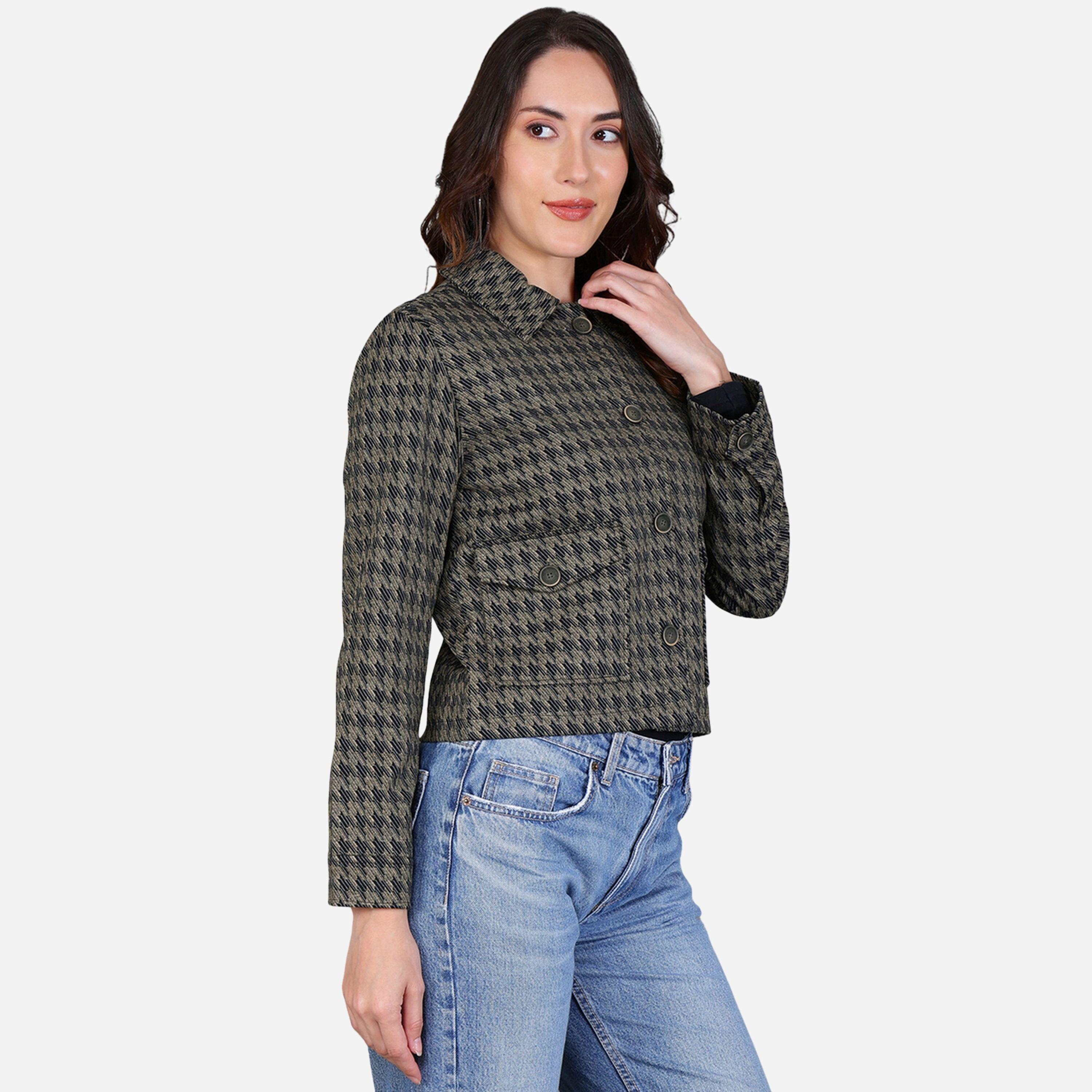 فورت كولينز - جاكيت نسائي بأزرار أمامية طبعة مربعات هاوندستوث-women-winterwear-coatsandjackets-jackets-image-4