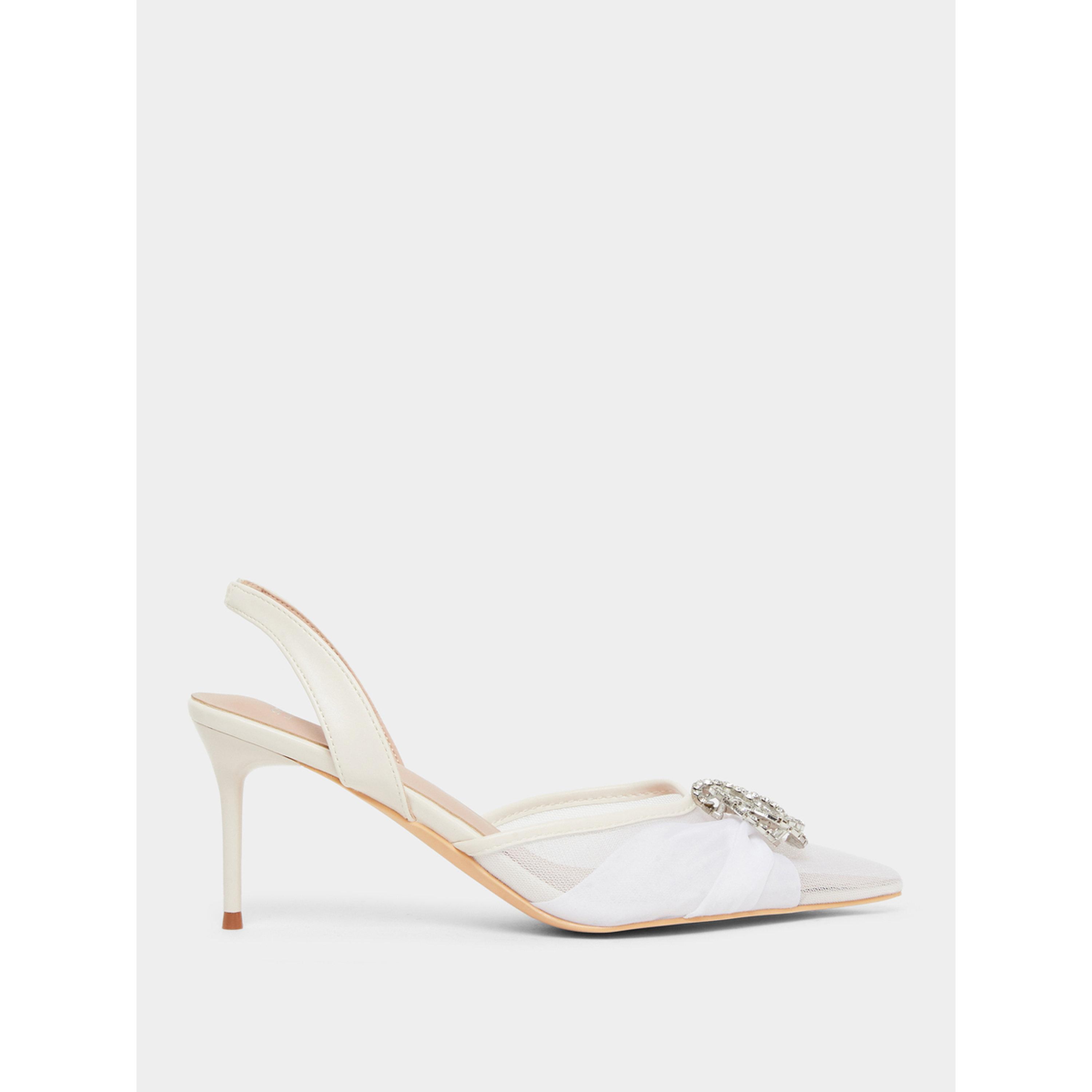 Styli Women White Embellished Slingback Sandals-women-shoes-heels-image-2