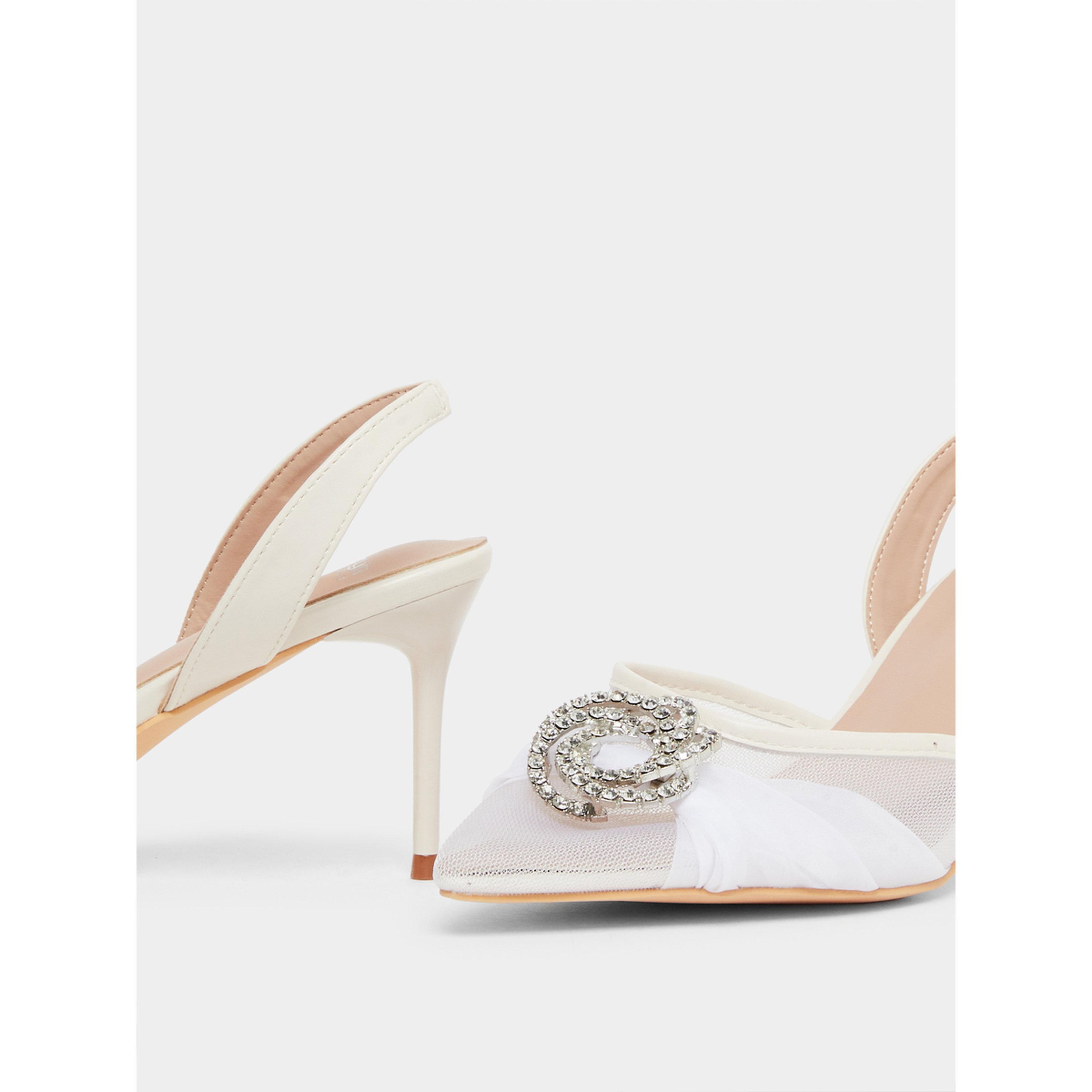 Styli Women White Embellished Slingback Sandals-women-shoes-heels-image-3