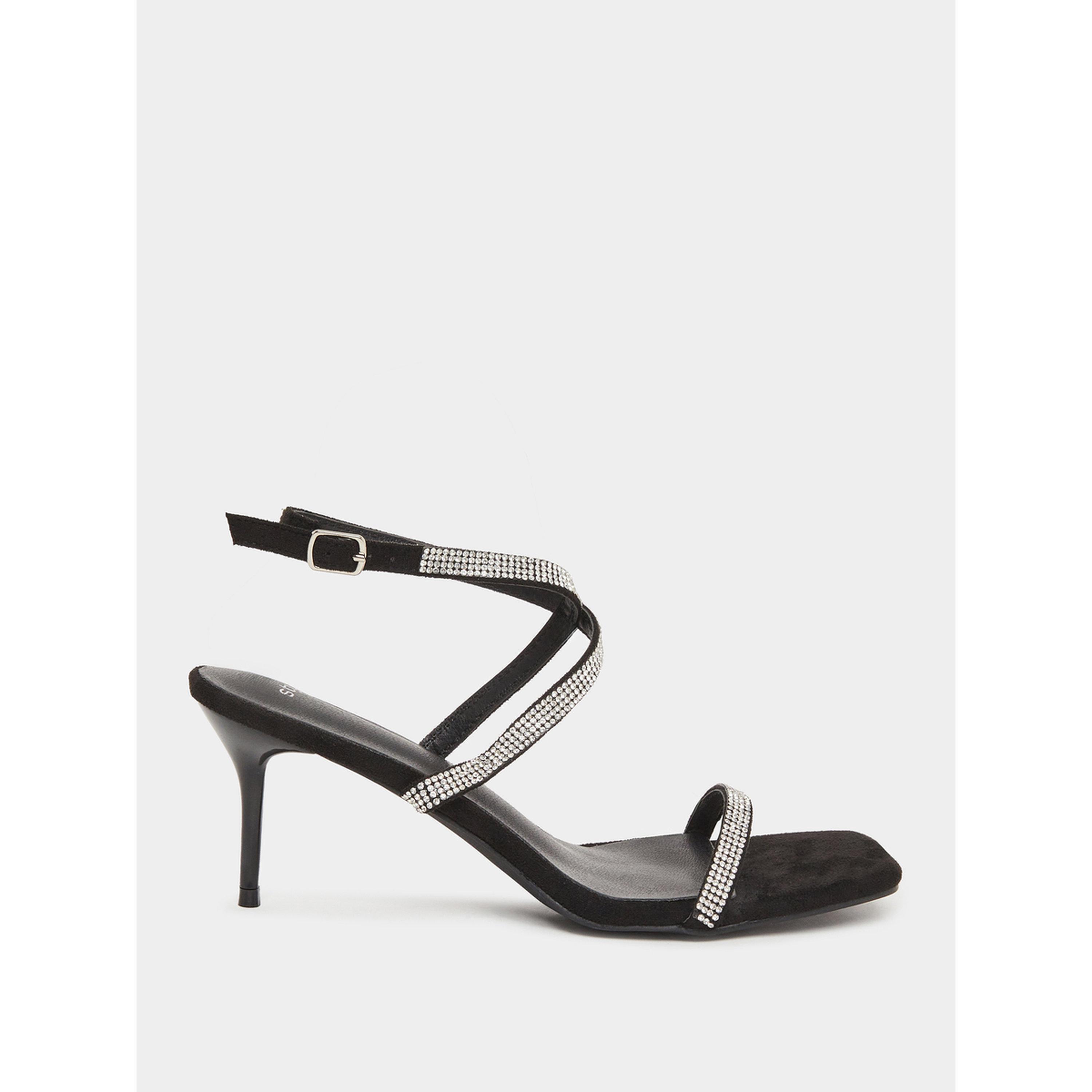 Styli Women Black Embellished Ankle Strap Sandals-women-shoes-sandals-heeled-image-2