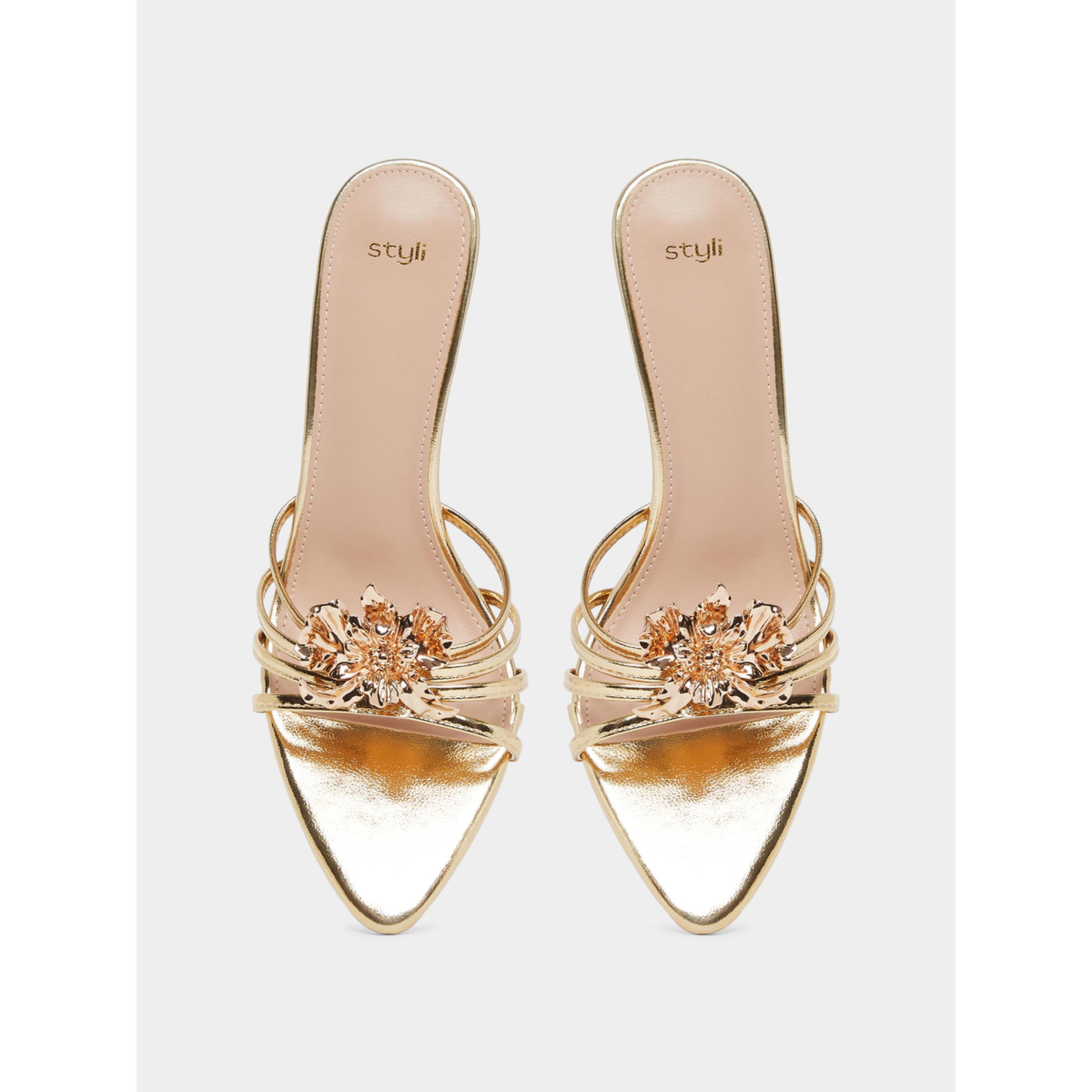 Styli Flower Trim High Heel Sandals-women-shoes-heels-image-3