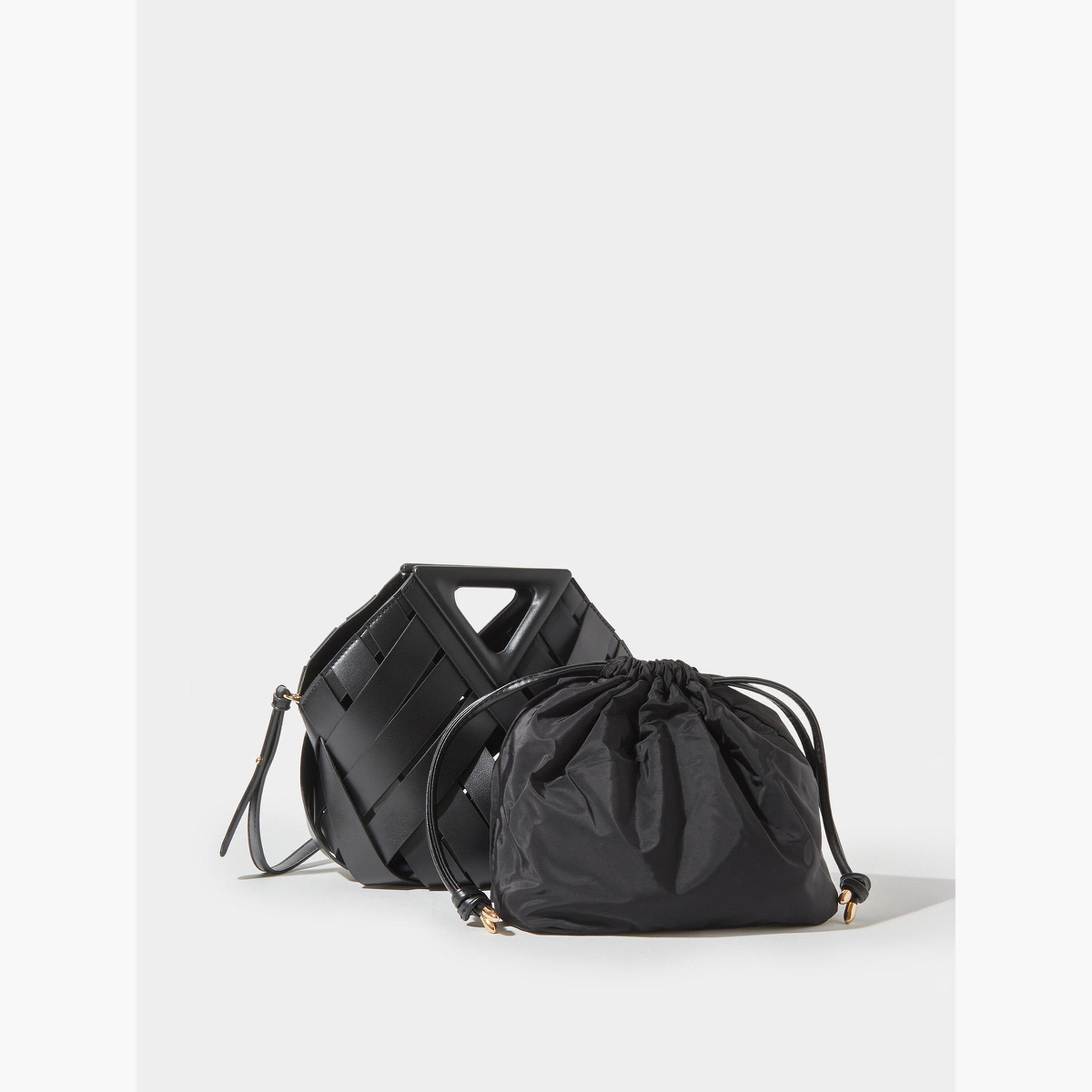 ستايلي - شنطة يد سوداء منسوجة برباط-women-bagsandwallets-handbags-image-4