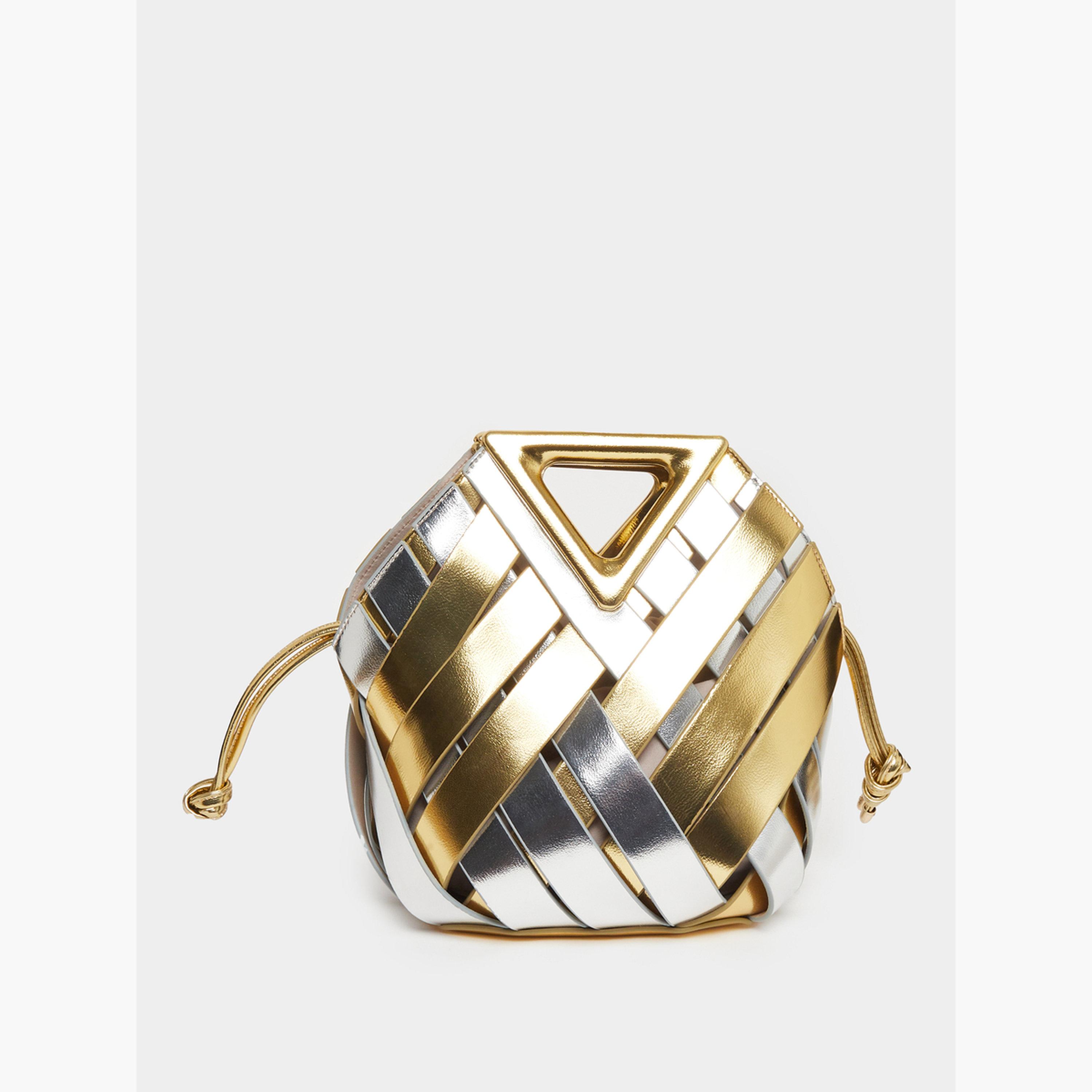 Styli Metallic Woven Drawstring Handbag-women-bagsandwallets-handbags-image-1