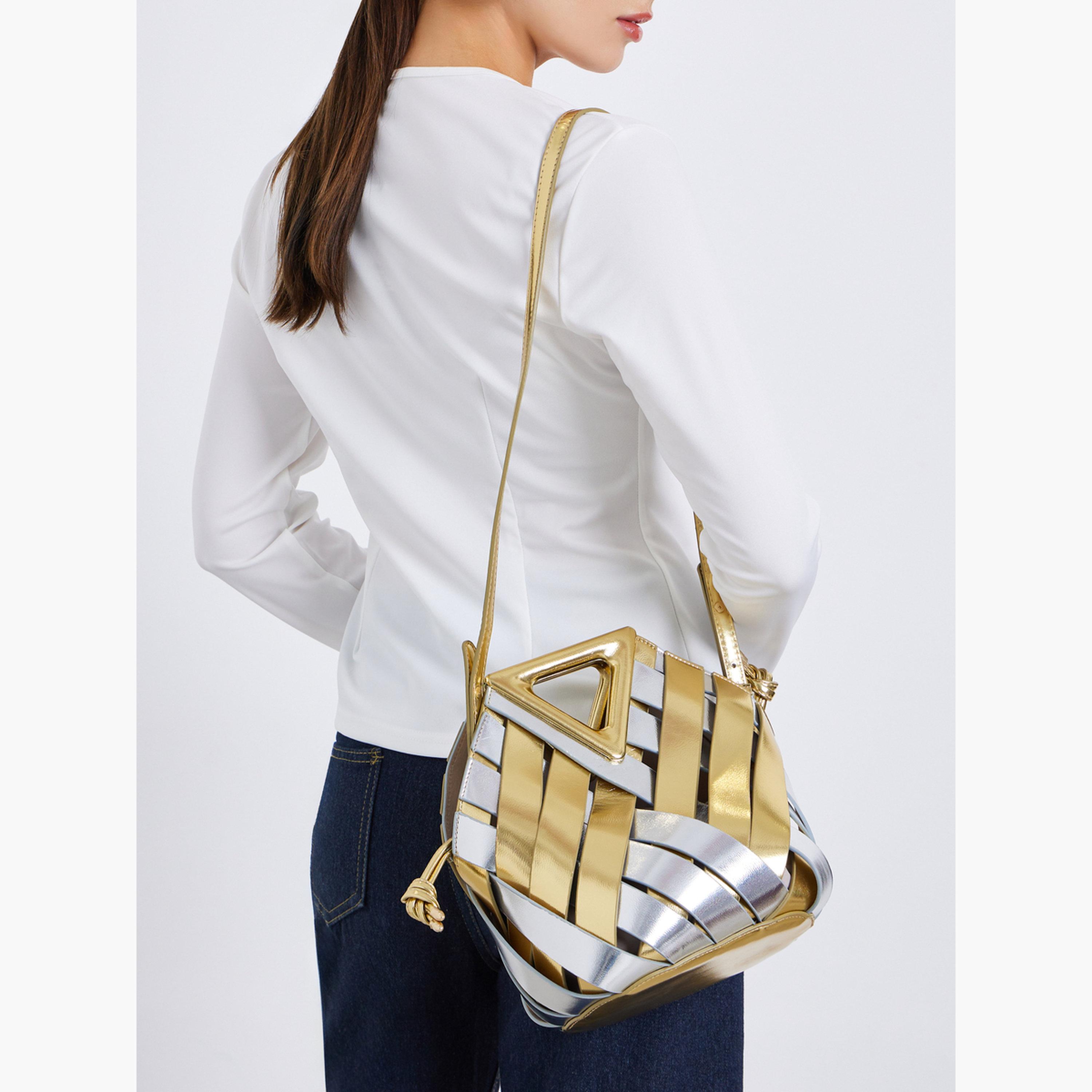 حقيبة يد منسوجة بلمعة ميتاليك ورباط-women-bagsandwallets-handbags-image-3