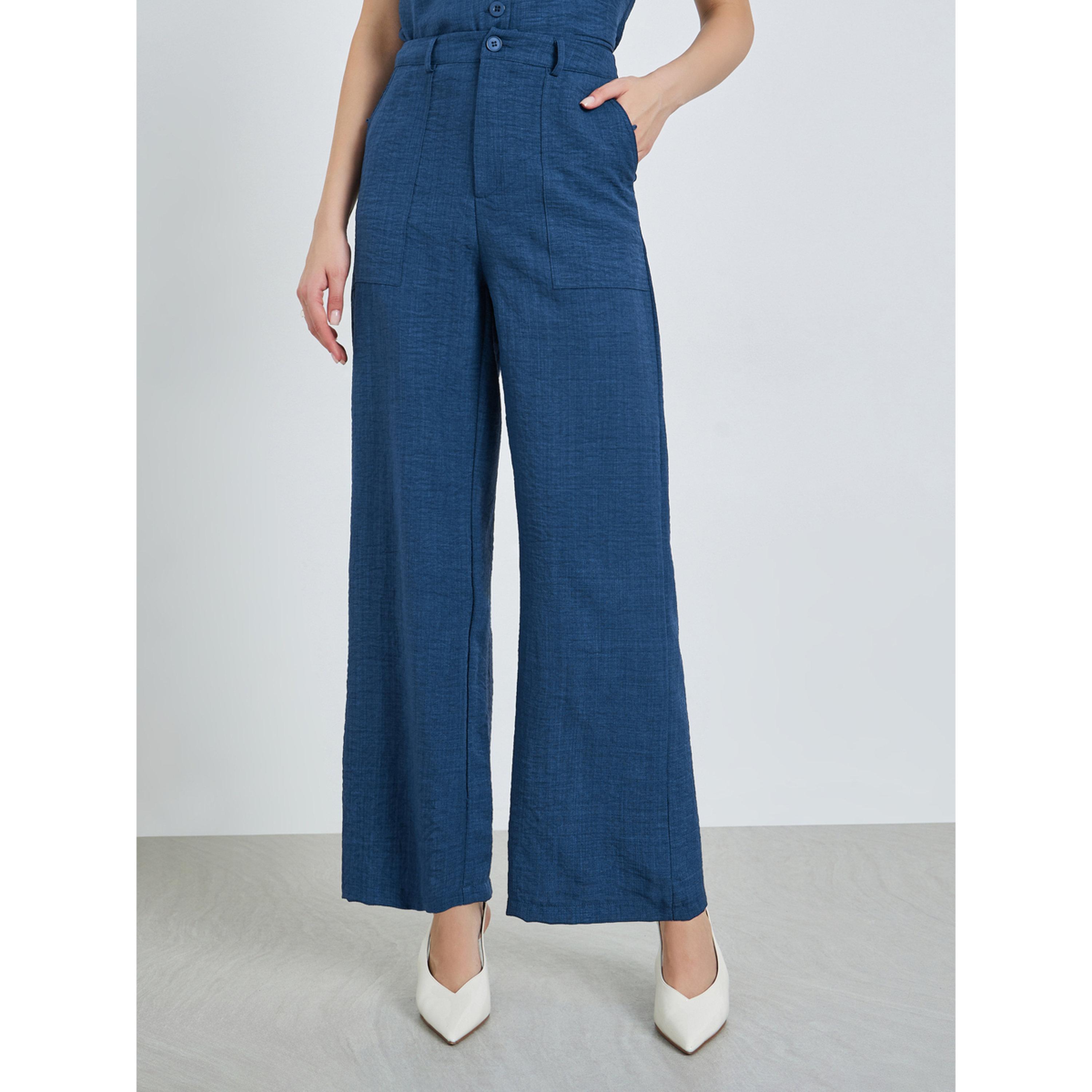 بنطال بأرجل واسعة بنمط الكتان-women-clothing-bottoms-trousers-image-1