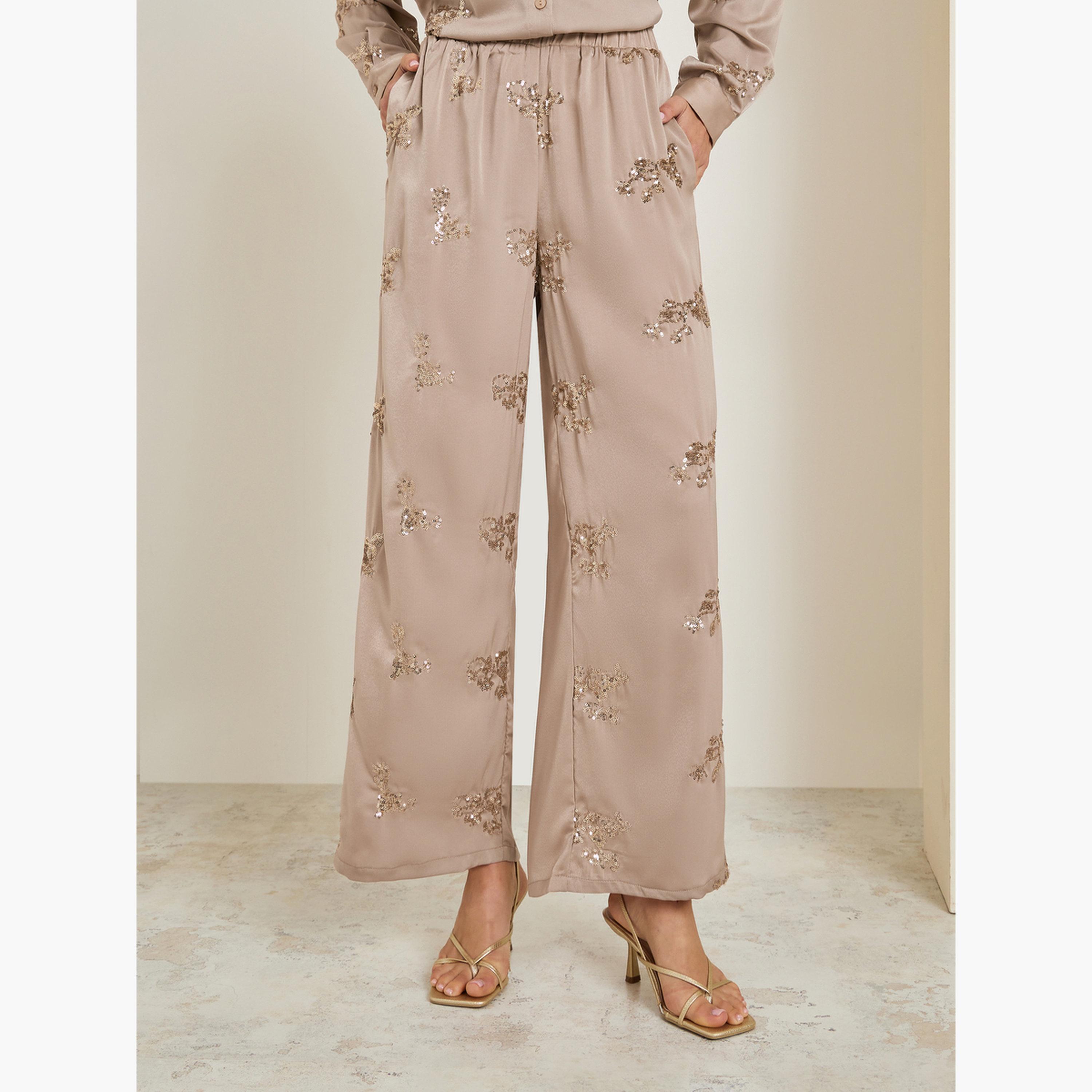 بنطال مزين بأرجل واسعة-women-clothing-bottoms-trousers-image-1
