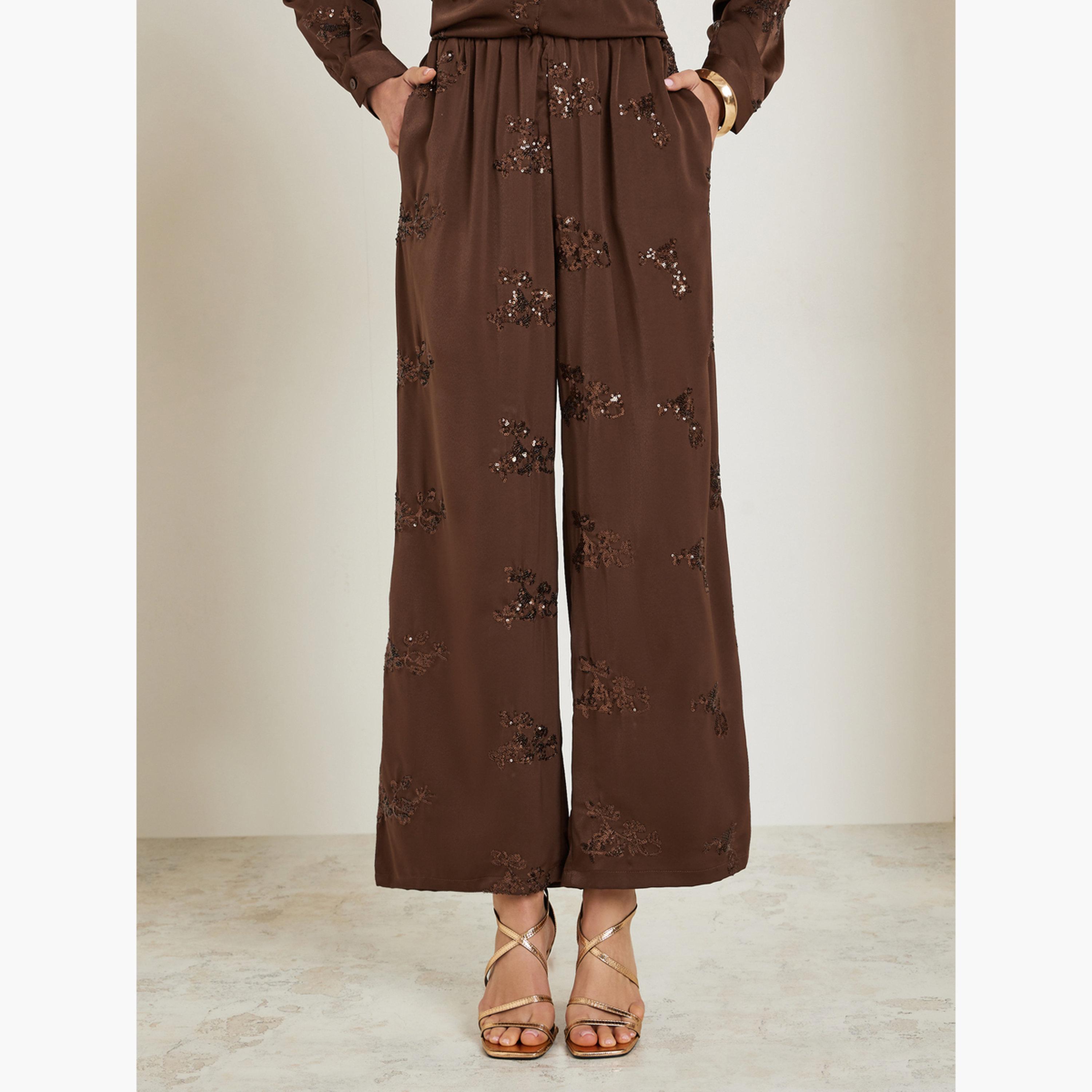 بنطال مزين بأرجل واسعة-women-clothing-bottoms-joggers-image-1
