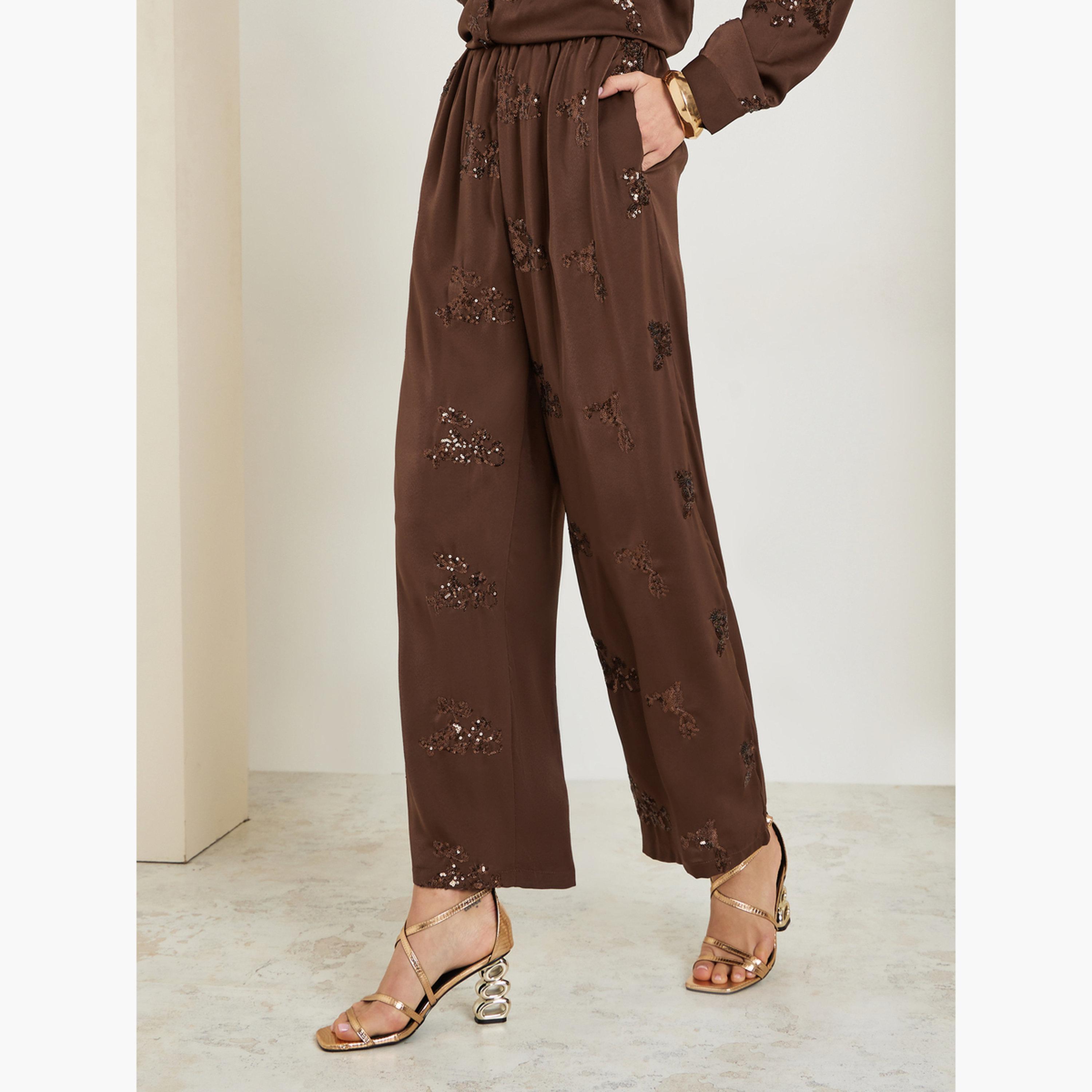 بنطال مزين بأرجل واسعة-women-clothing-bottoms-joggers-image-3
