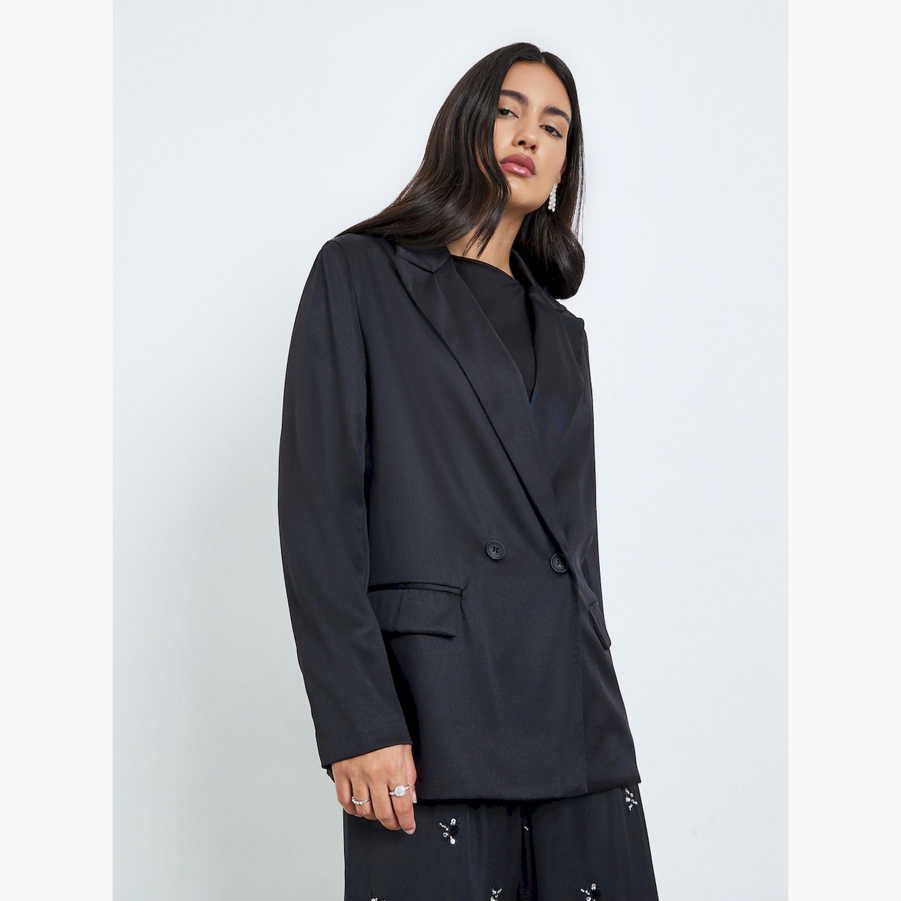 بليزر نسائي بقصة عادية وأزرار مزدوجة-women-clothing-coatsandjackets-blazers-image-3