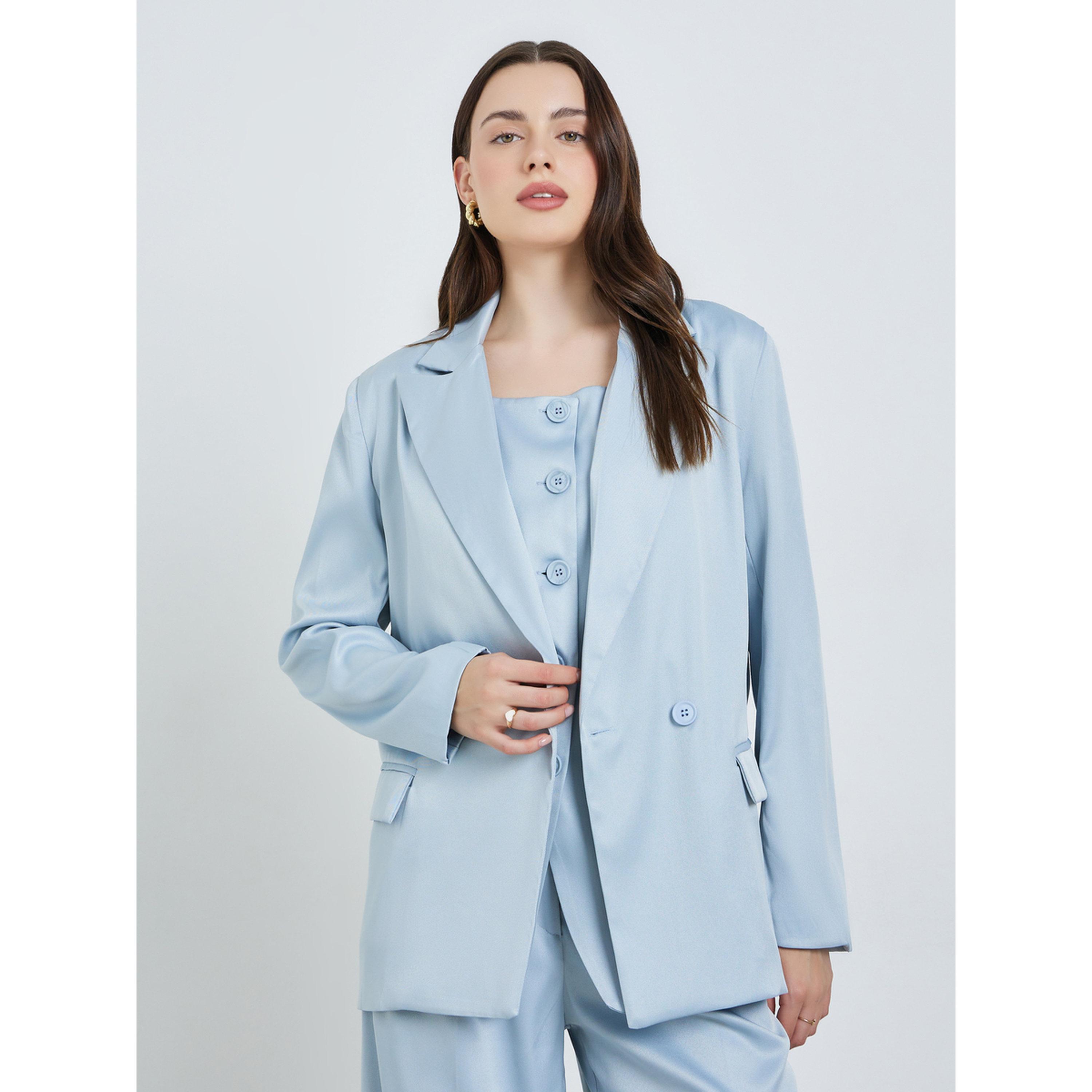 Styli Women Blue Regular Fit Double-Breasted Blazer-women-clothing-coatsandjackets-blazers-image-3