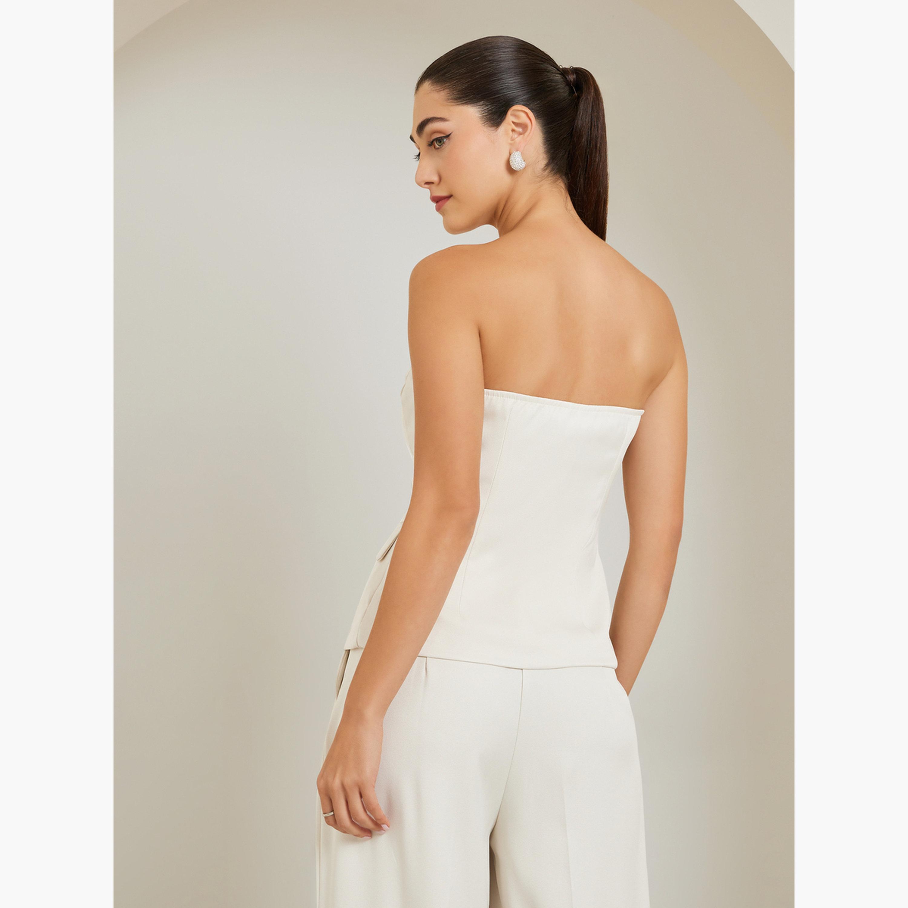 Styli Off-White Sleeveless Buttoned Waistcoat-women-clothing-shirtsandblouses-blouses-image-6