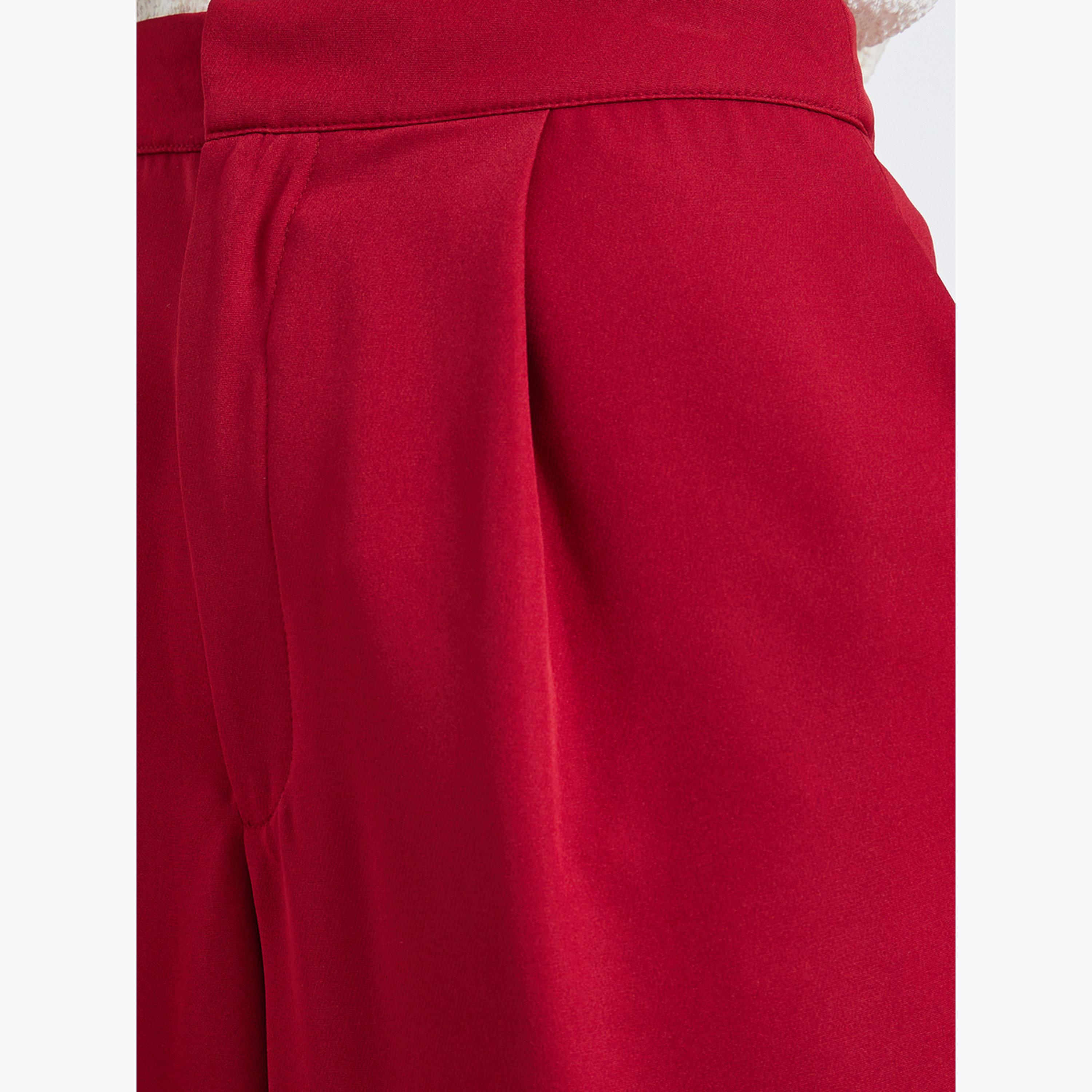 Styli Women Burgundy Wide Leg Trousers-women-clothing-bottoms-trousers-image-3