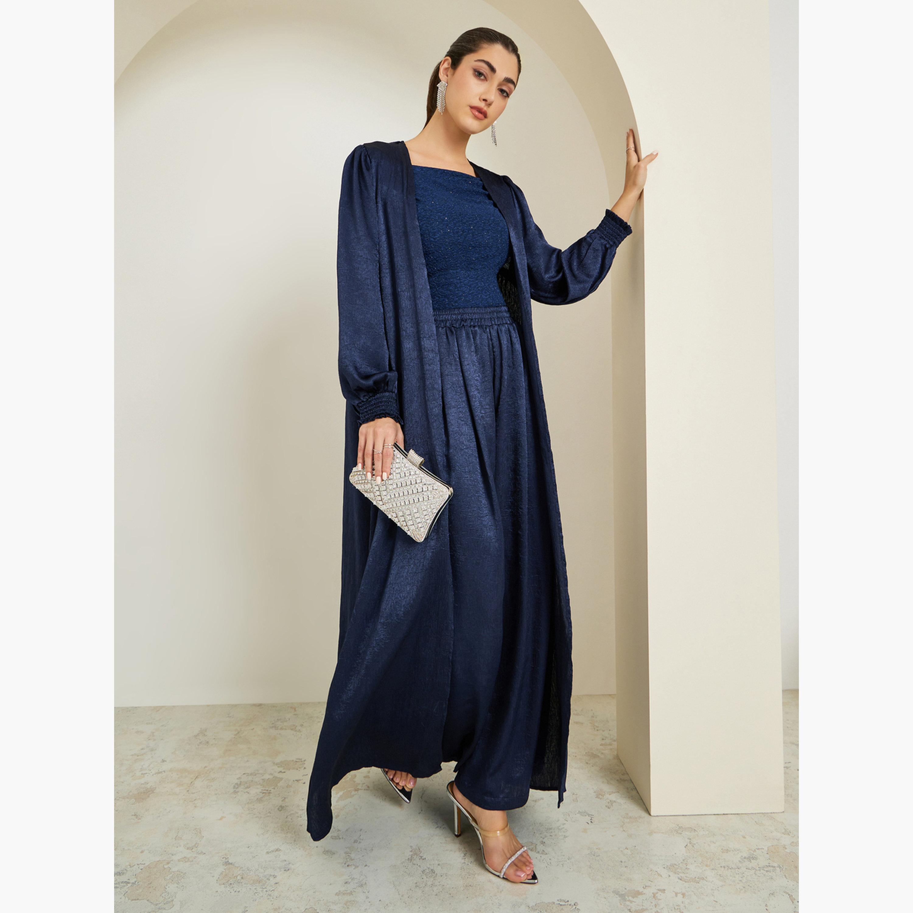 طقم بنطال مع كيمونو ماكسي ساتان بقصة عادية-women-clothing-coatsandjackets-jackets-image-1