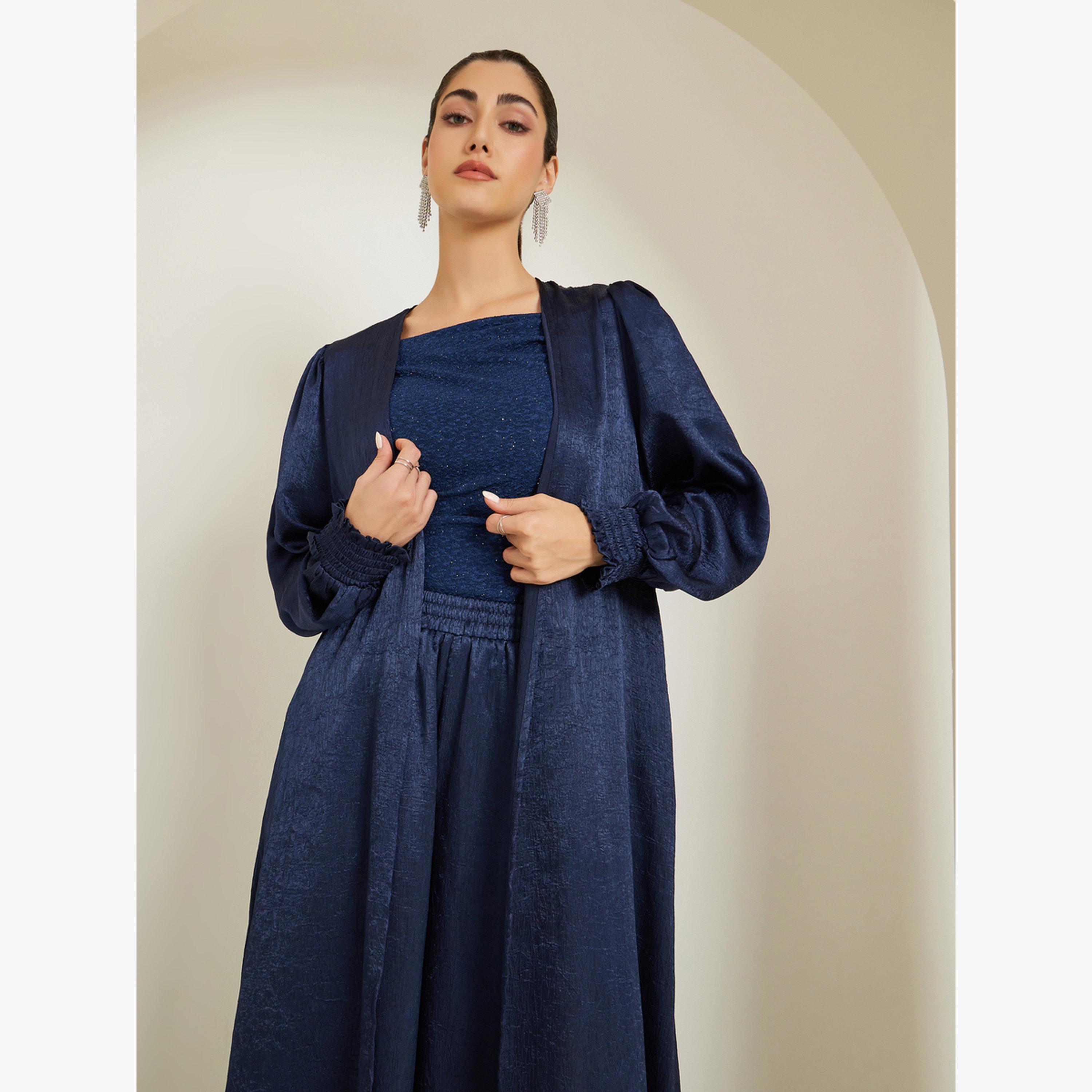 طقم بنطال مع كيمونو ماكسي ساتان بقصة عادية-women-clothing-coatsandjackets-jackets-image-2