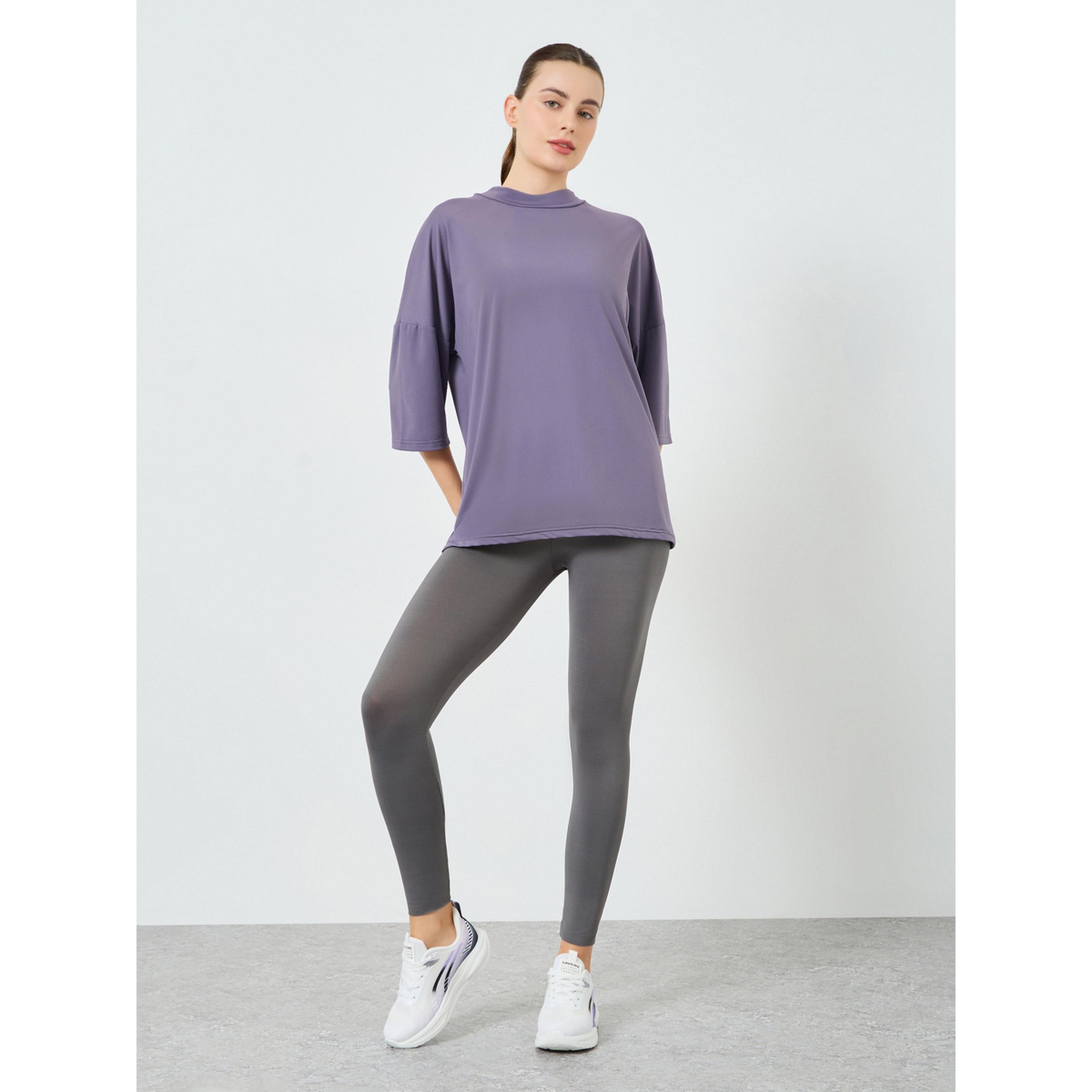 Styli Women Purple Back Rubber Logo Oversized Top-sports-women-clothing-tshirtsandvests-image-2