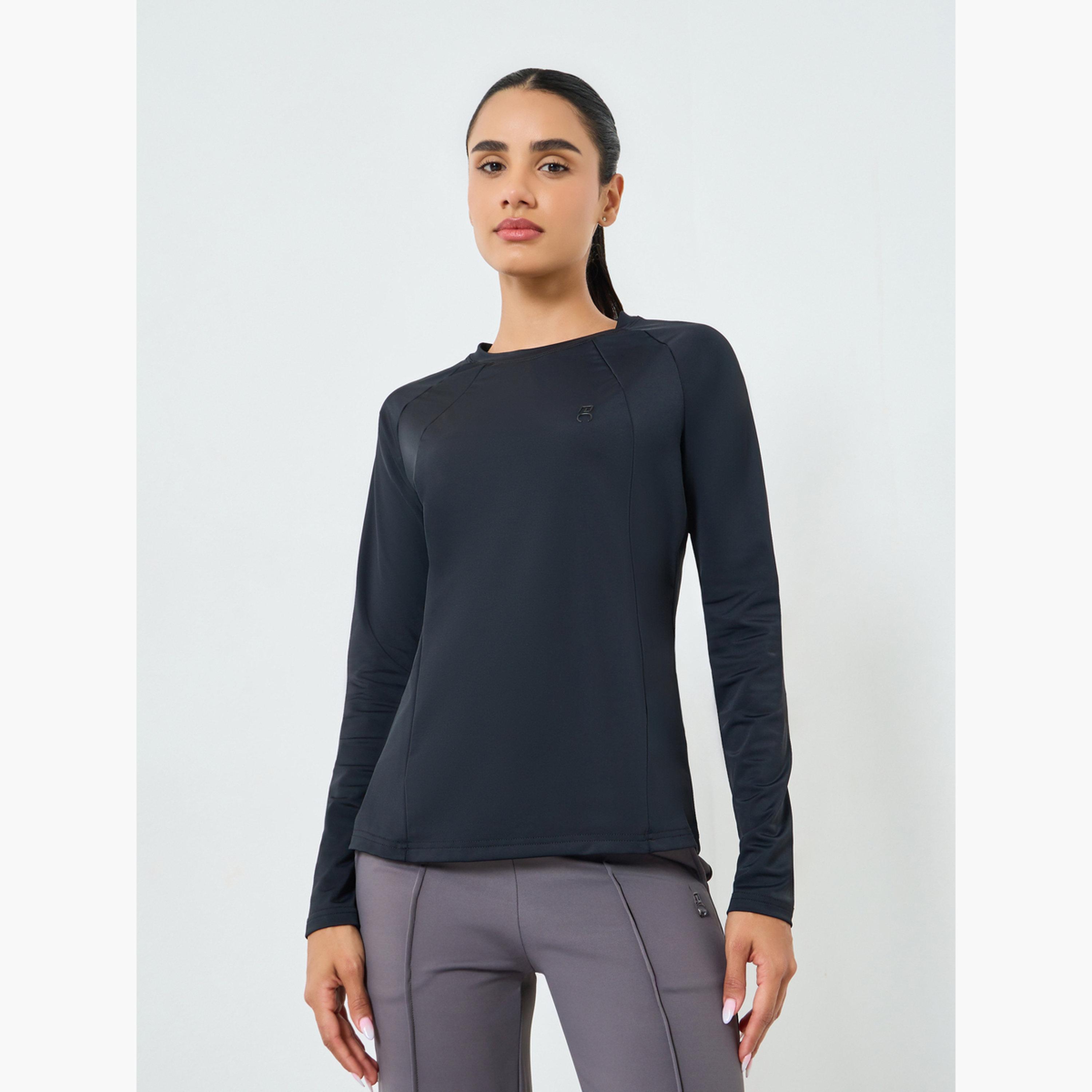 بلوزة بفتحة إبهام وشعار مطاطي-sports-women-clothing-tshirtsandvests-image-1