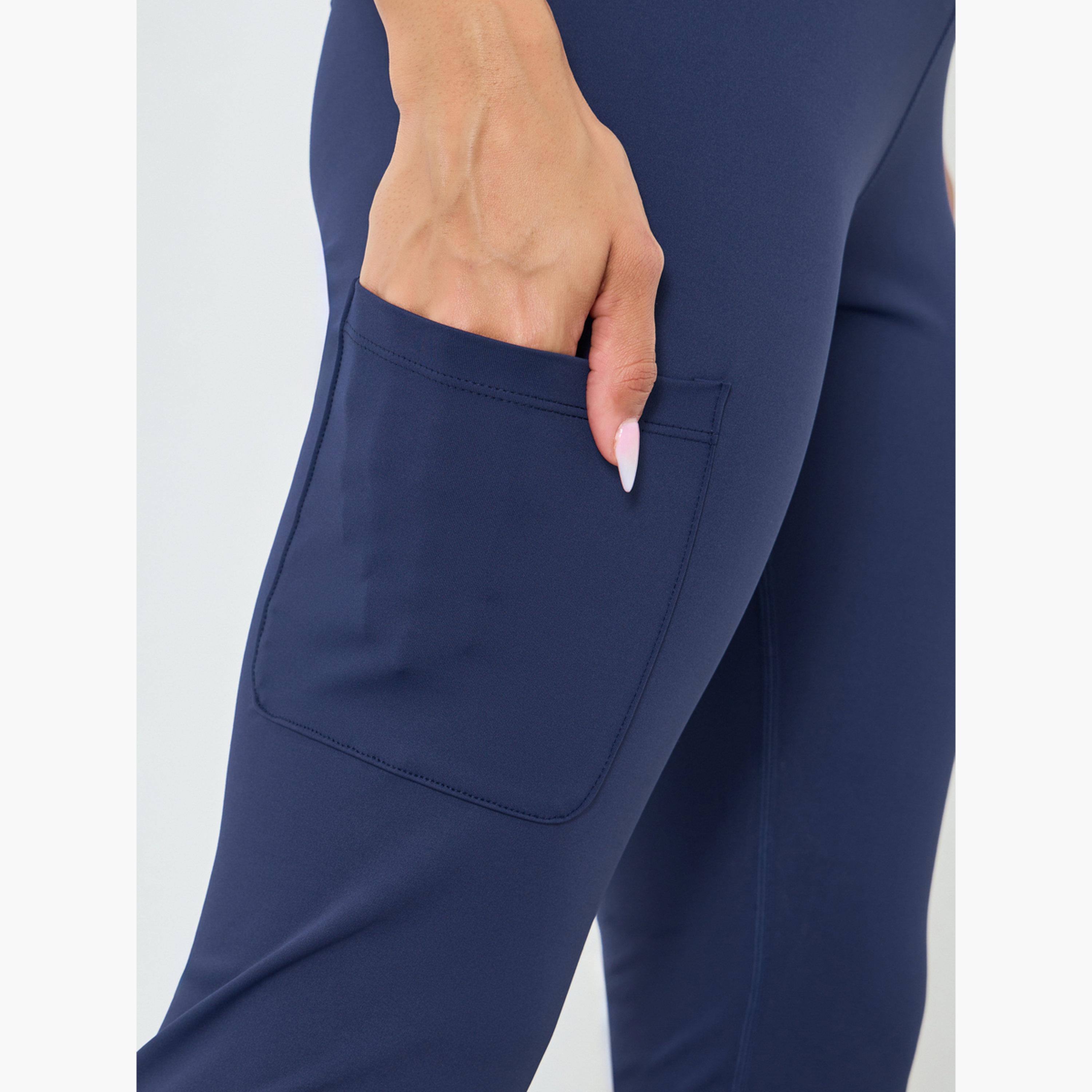 Styli Women Knee Rubber Logo Side Pocket Leggings-sports-women-clothing-joggersandtrackpants-image-3