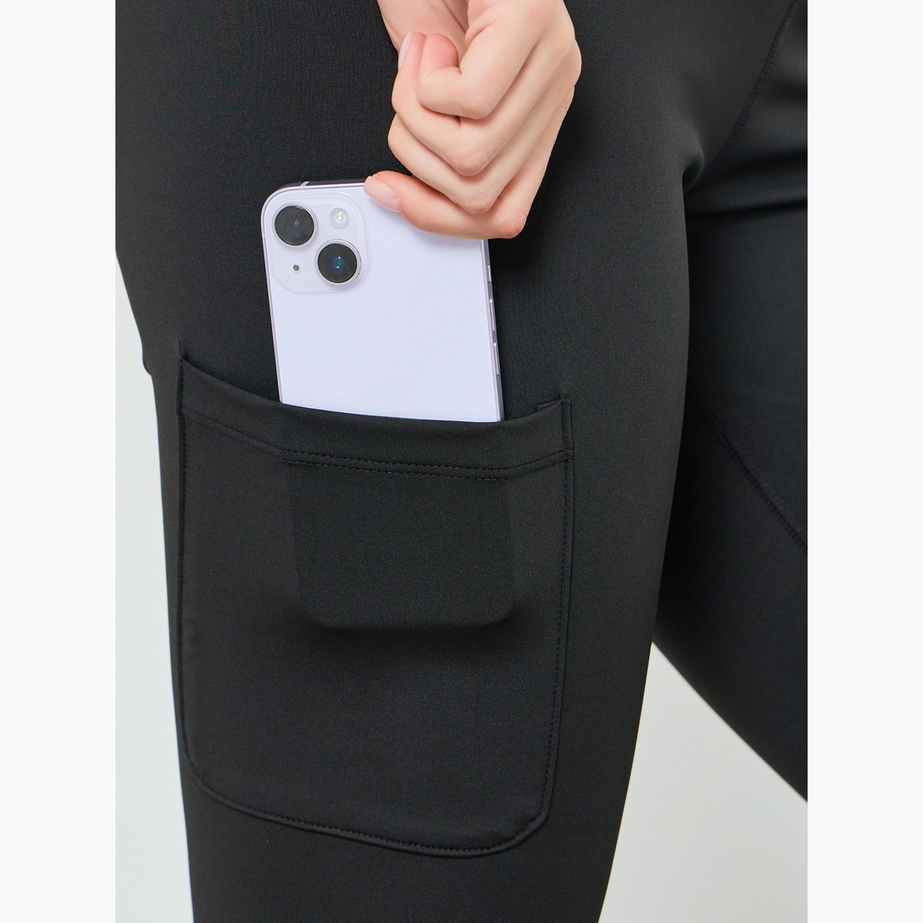 Styli Women Knee Rubber Logo Side Pocket Leggings-sports-women-clothing-joggersandtrackpants-image-4