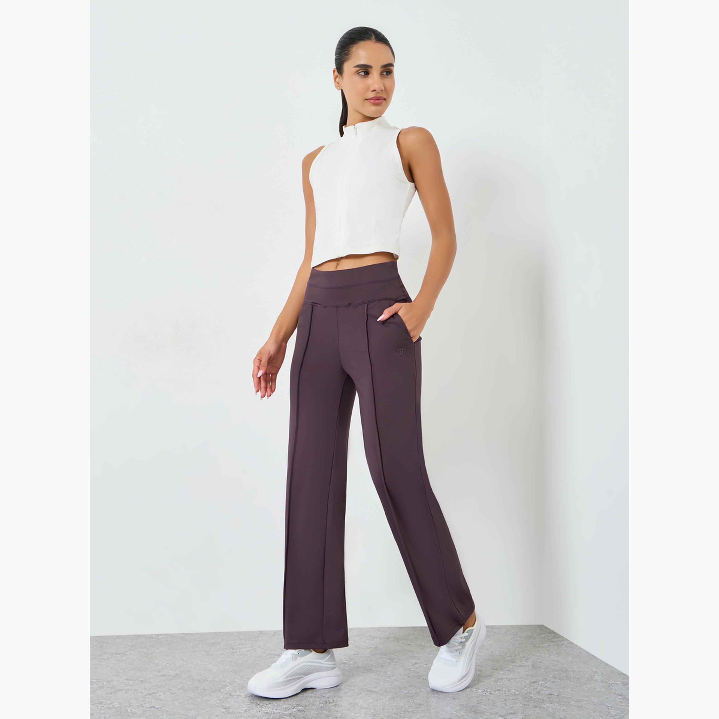 Styli Women Rubber Logo Self Fabric Straight Leg Pants-women-clothing-bottoms-trousers-image-2