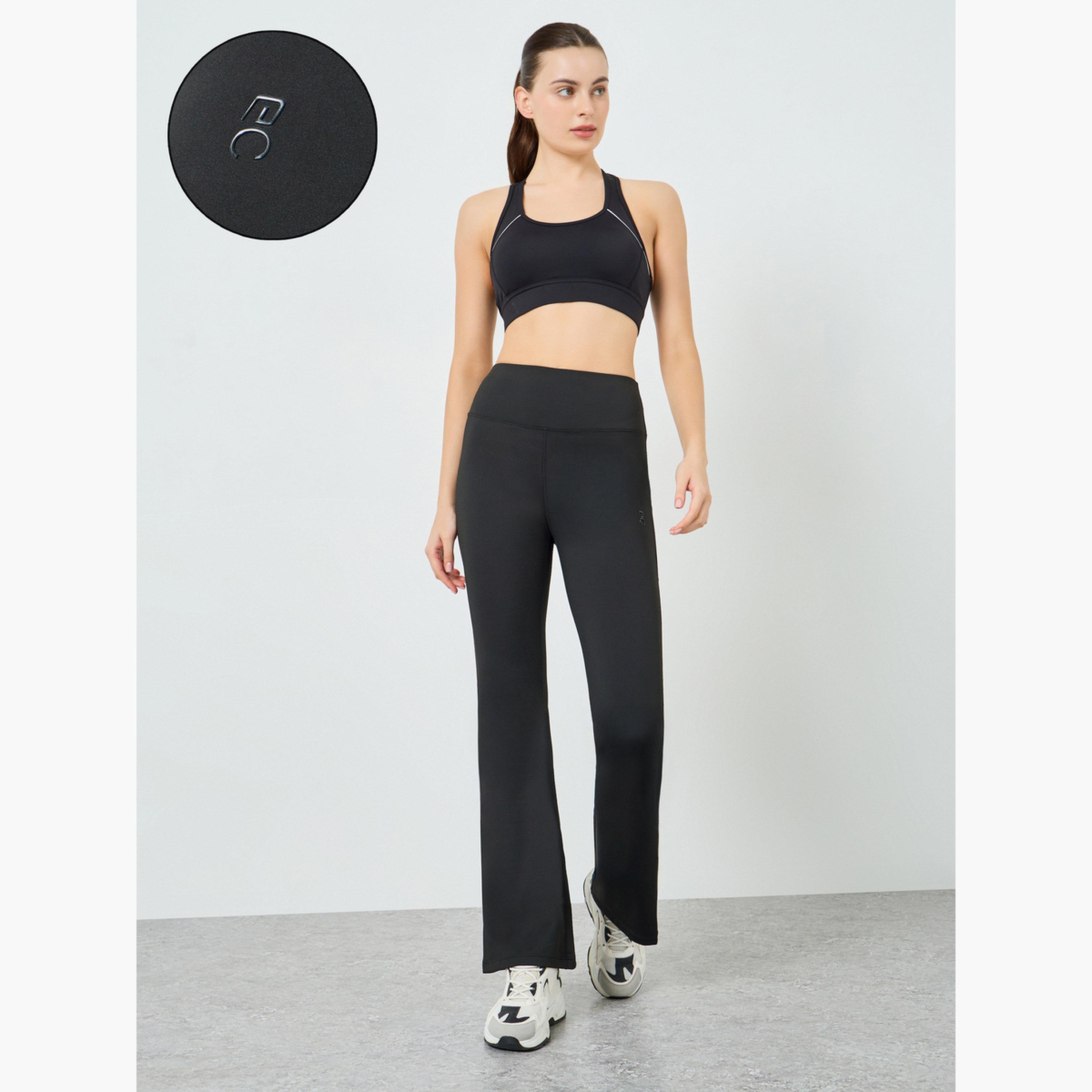 Styli Women Rubber Logo Back Reflective Strip Flare Leggings-sports-women-clothing-joggersandtrackpants-image-2