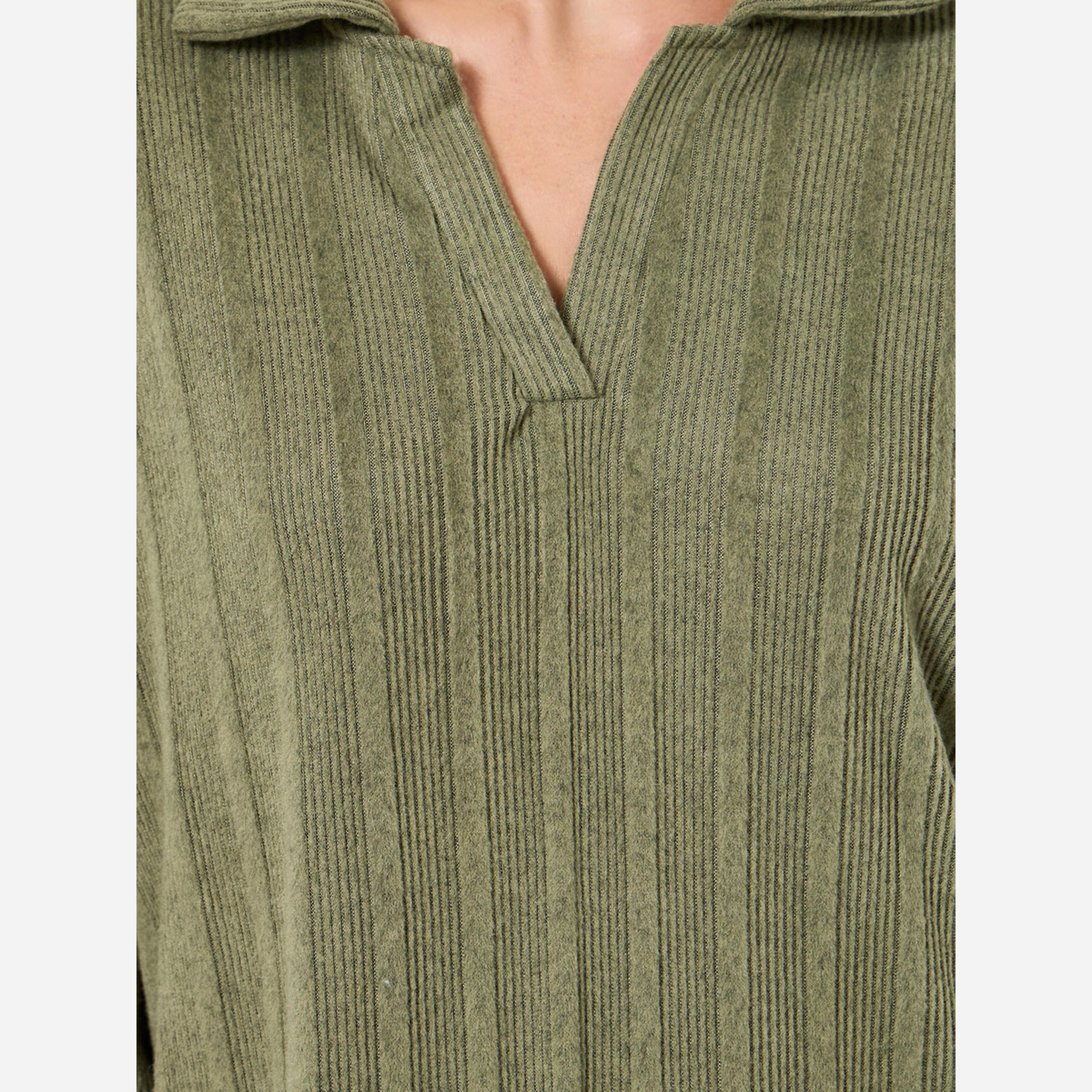 ستايلي - فستان نوم أكمام طويلة مضلعة لون كاكي-women-clothing-nightwear-nighties-image-3
