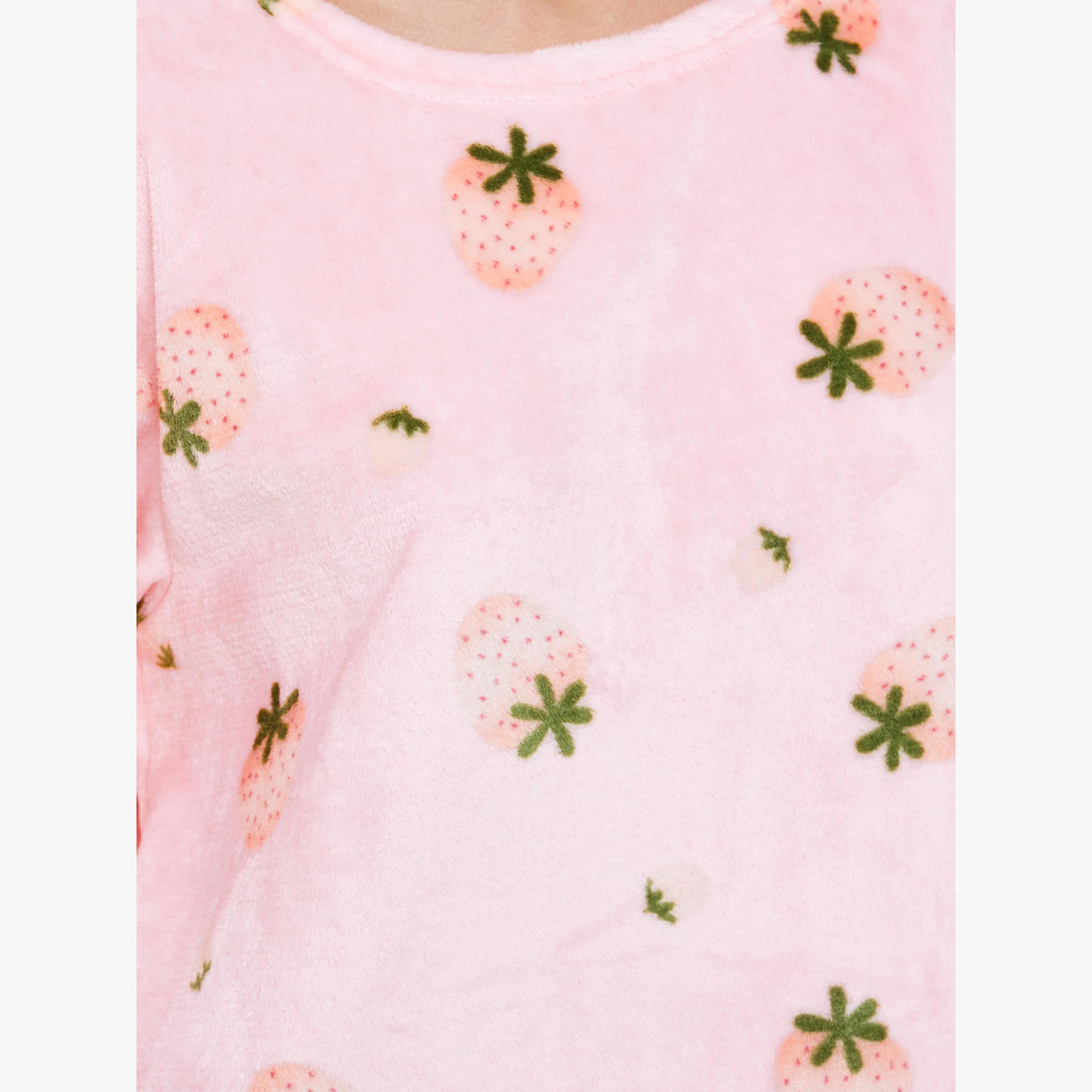 Styli Strawberry Print Polar Fleece Nightdress-women-clothing-nightwear-nighties-image-4