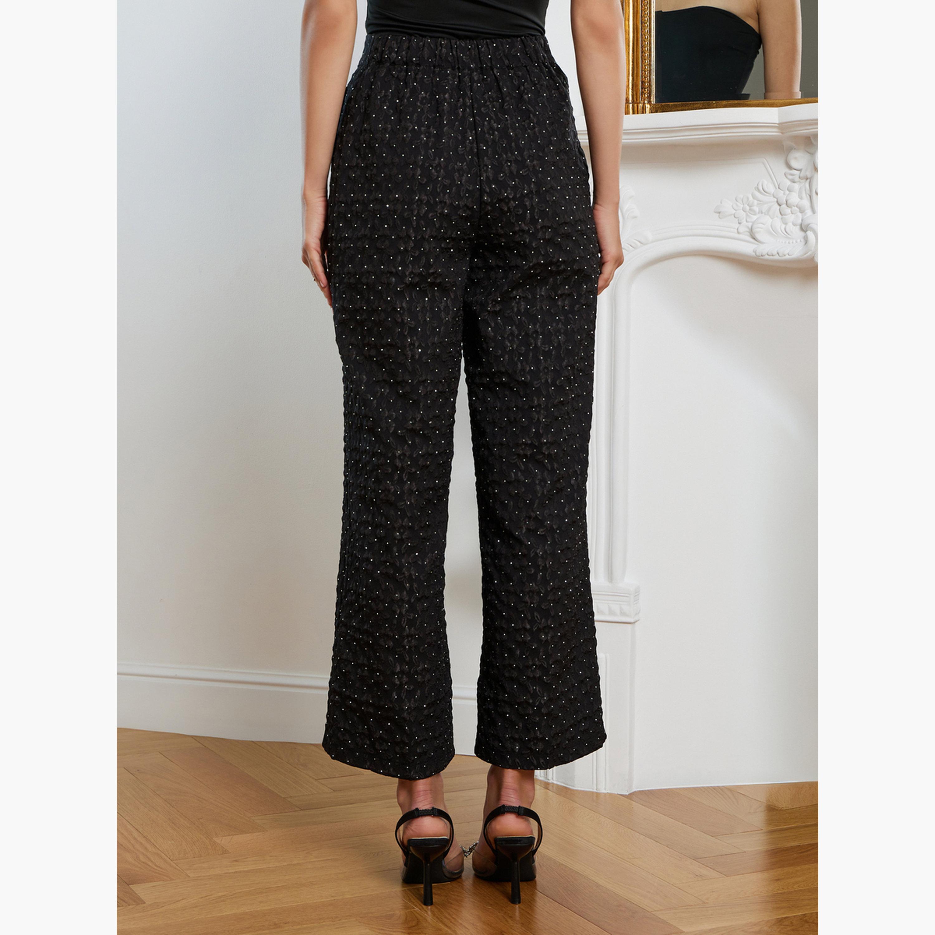 بنطال جاكار بأرجل واسعة-women-clothing-bottoms-trousers-image-4