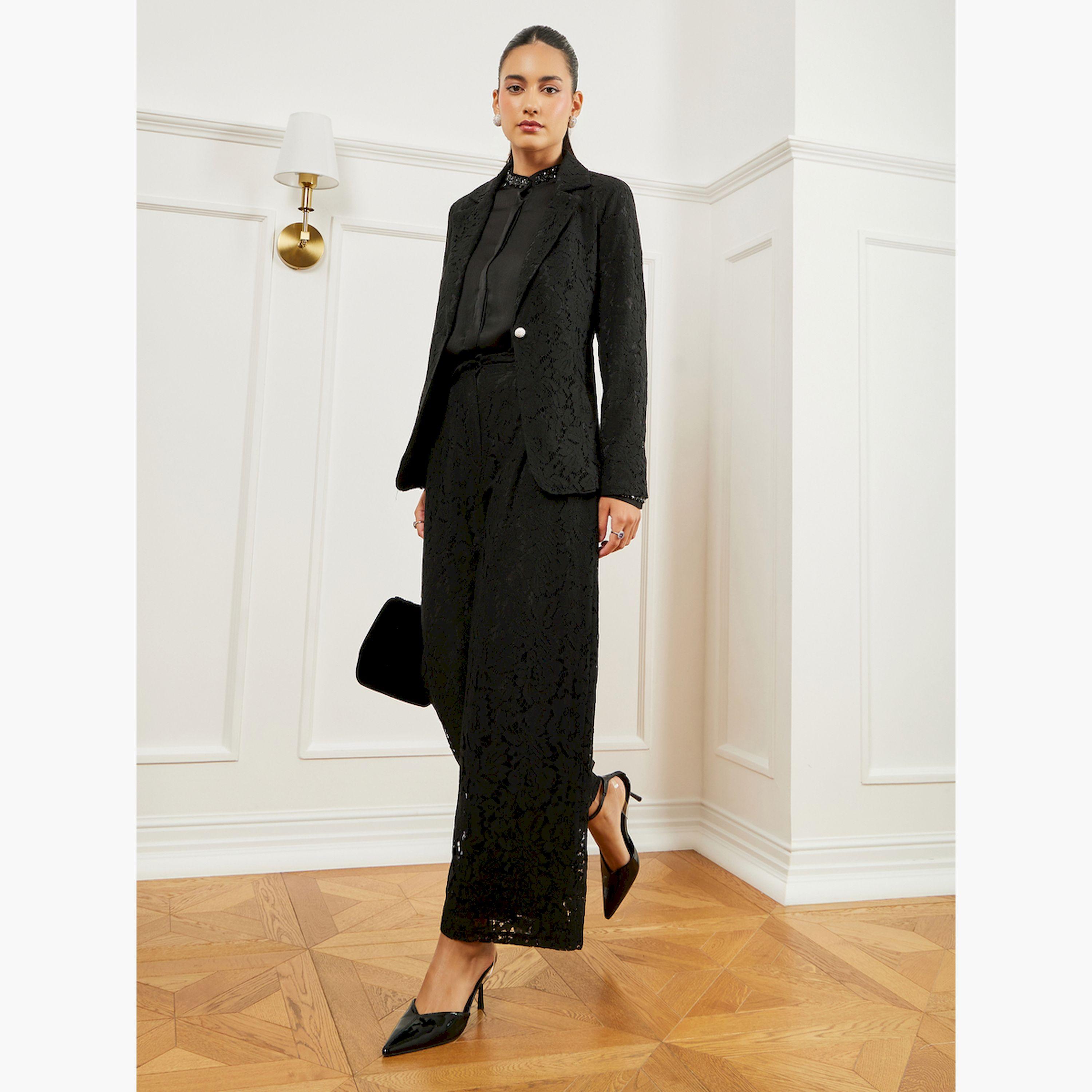 Styli Black Wide Leg All-Lace Pants-women-clothing-bottoms-trousers-image-3